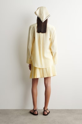 PLEATED BOW-DETAIL BLOUSE — BUTTER YELLOW 4