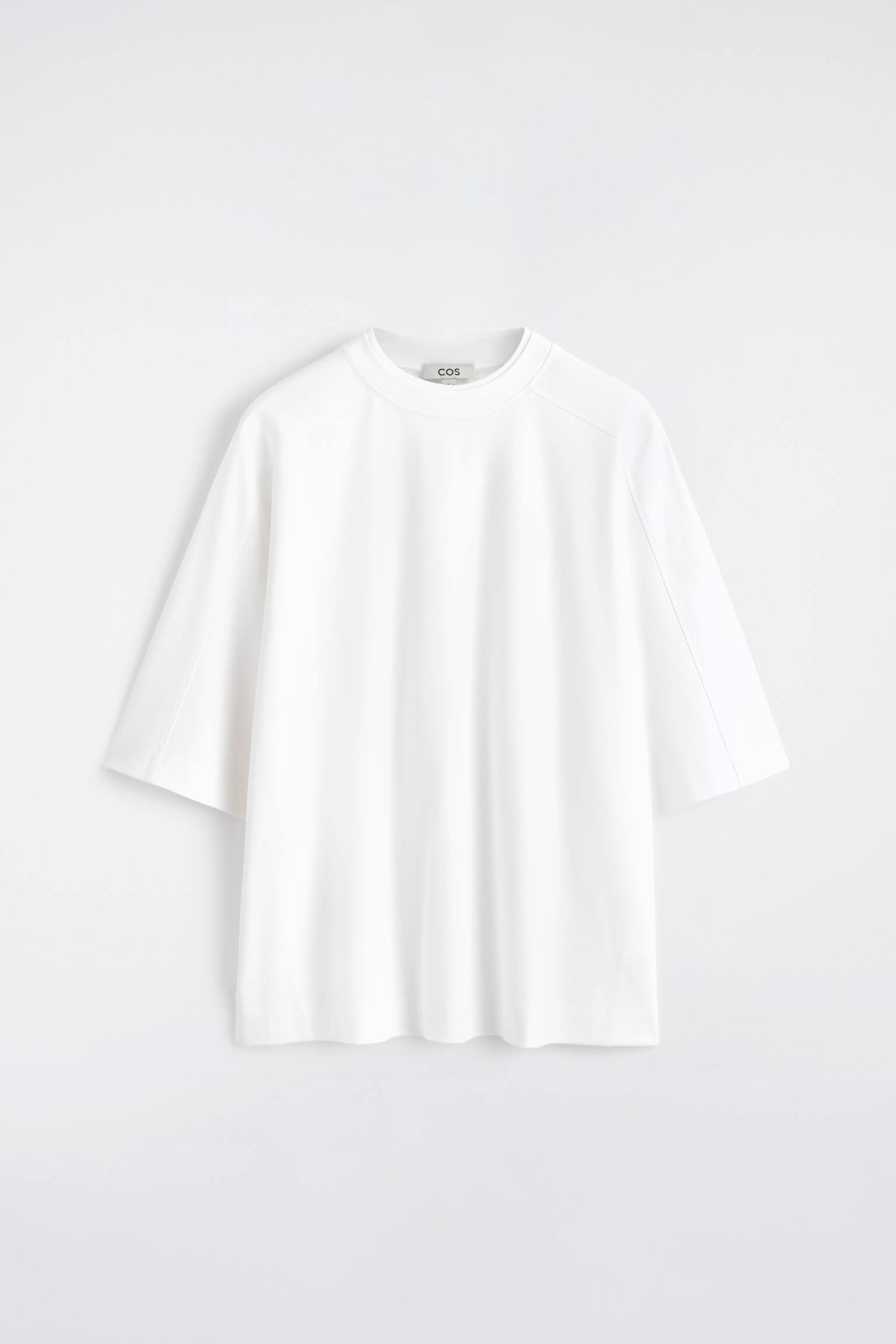 OVERSIZED INTERLOCK COTTON T-SHIRT - לבן/שחור - 1