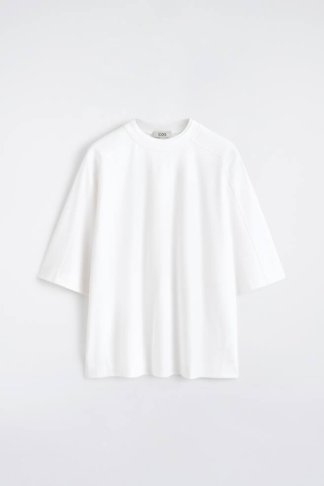 OVERSIZED INTERLOCK COTTON T-SHIRT - WHITE - 1
