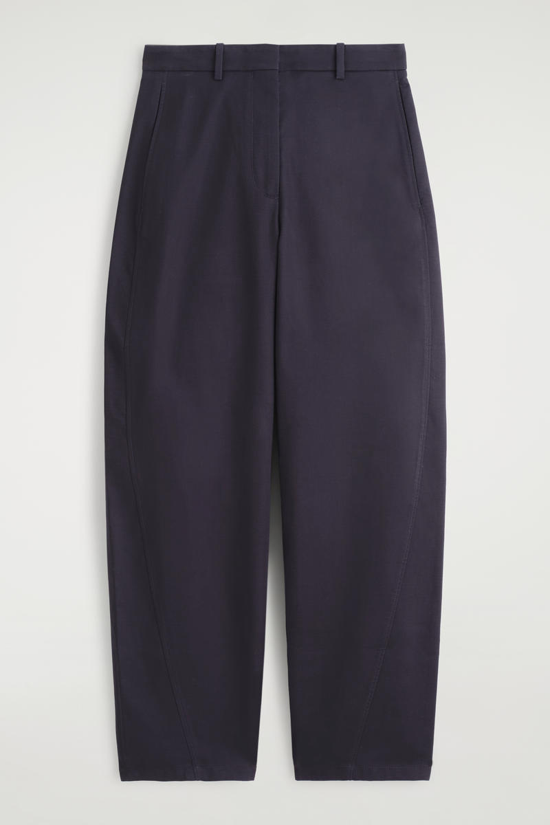Cos Barrel-leg Cotton Chinos In Blue