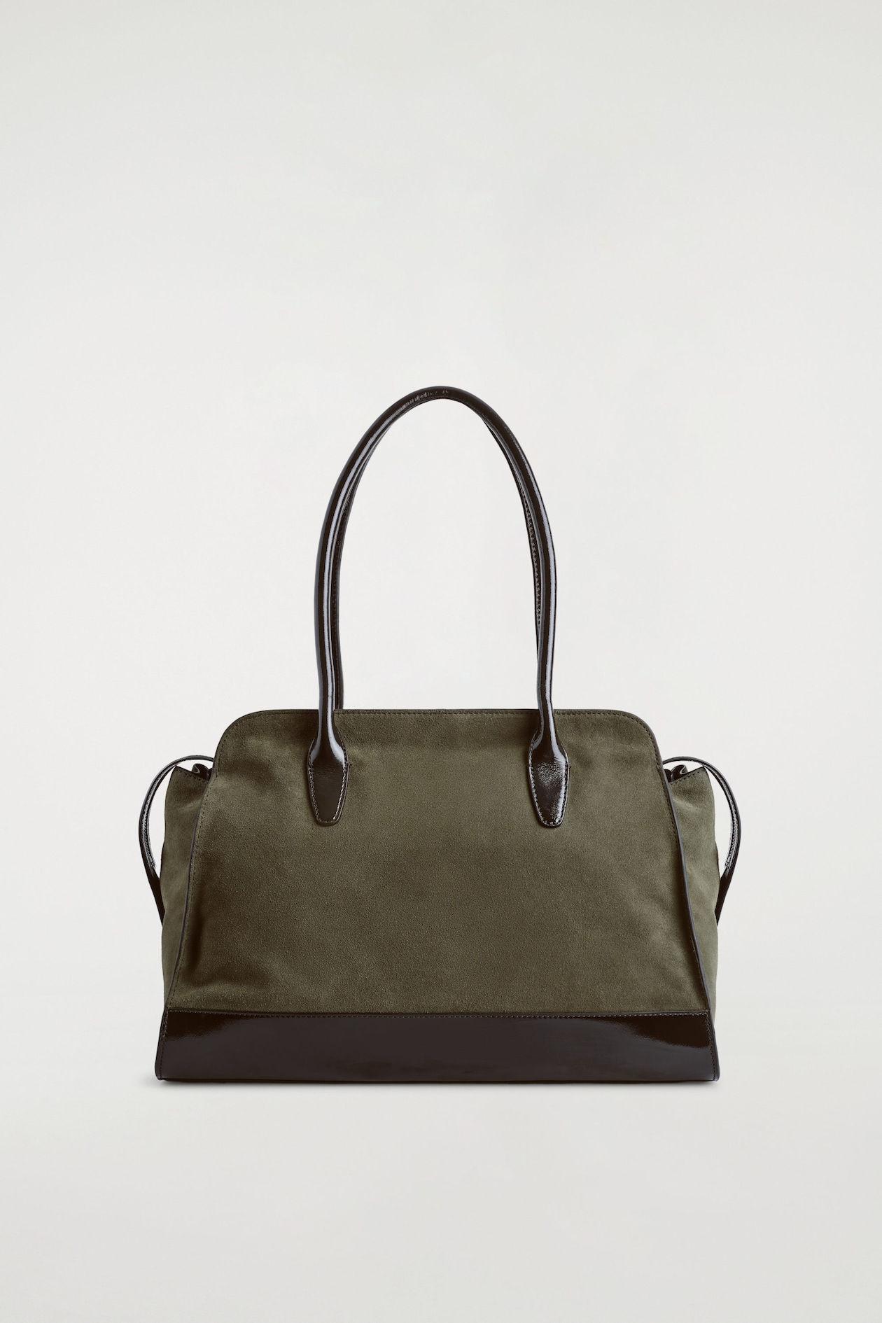AVENUE TOTE BAG - SUEDE — TAUPE / DARK BROWN