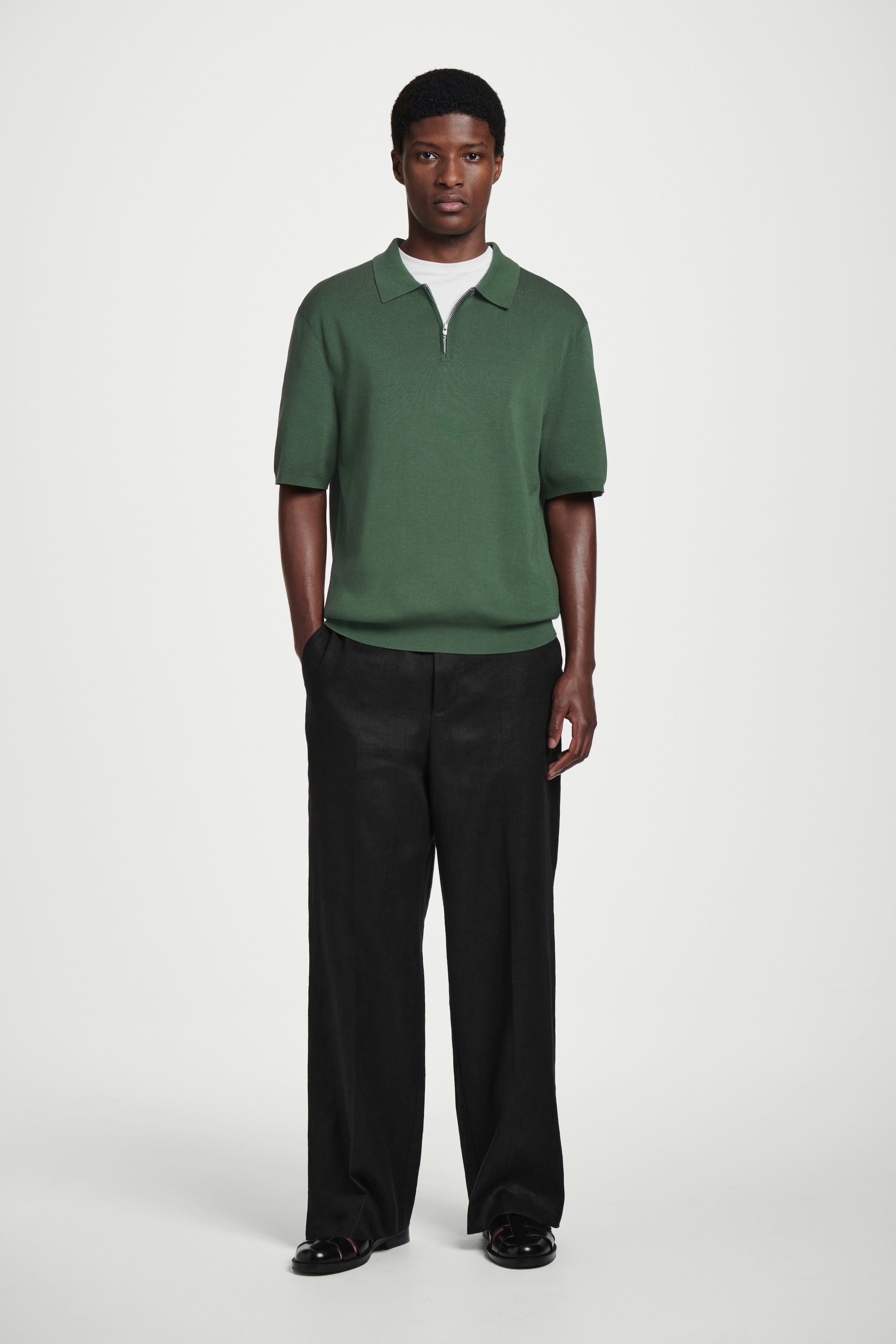 Agrandir l'image: POLO REGULAR DEMI-ZIPPÉ EN MAILLE - VERT - HOMME | H&M FR 2