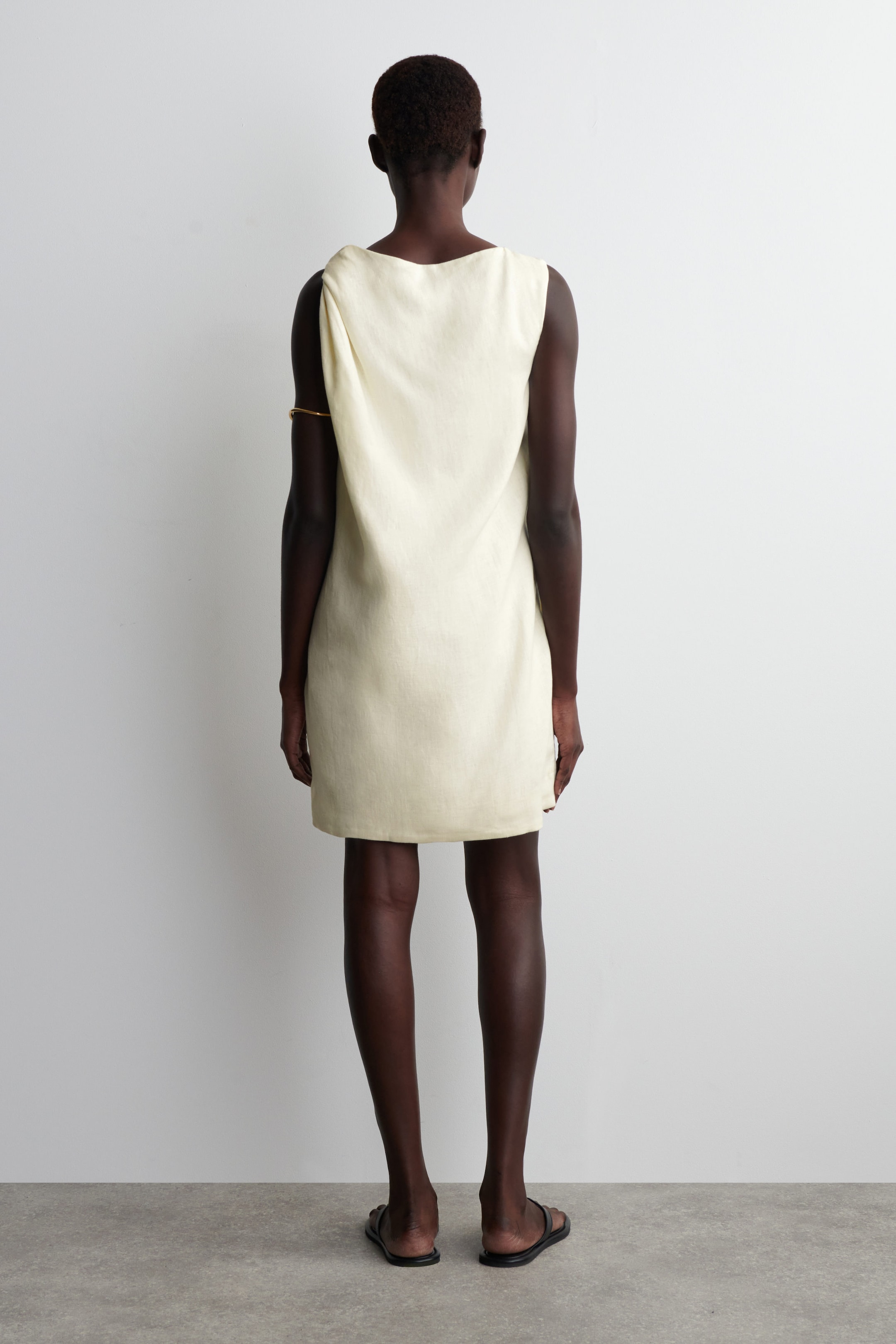 TWIST-DETAIL LINEN MINI DRESS