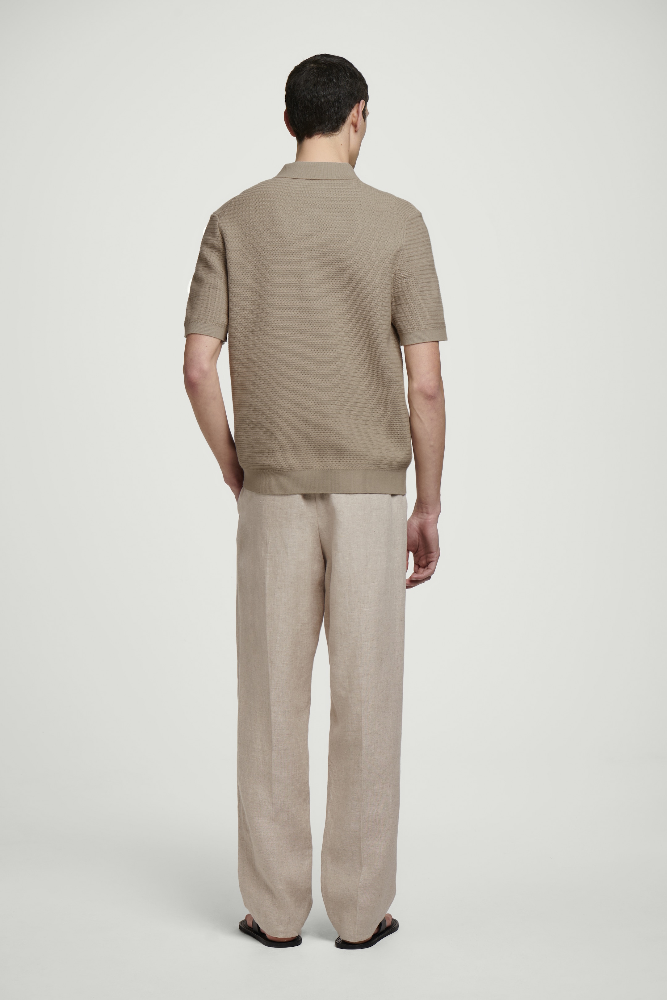 View larger image: TEXTURED KNITTED COTTON POLO SHIRT - MOLE - Men | H&M GB 3