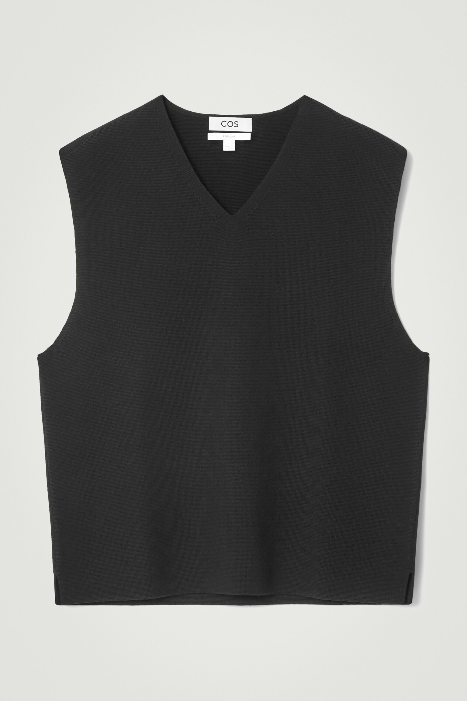 V-NECK MILANO-KNIT WOOL VEST - BLACK - 1