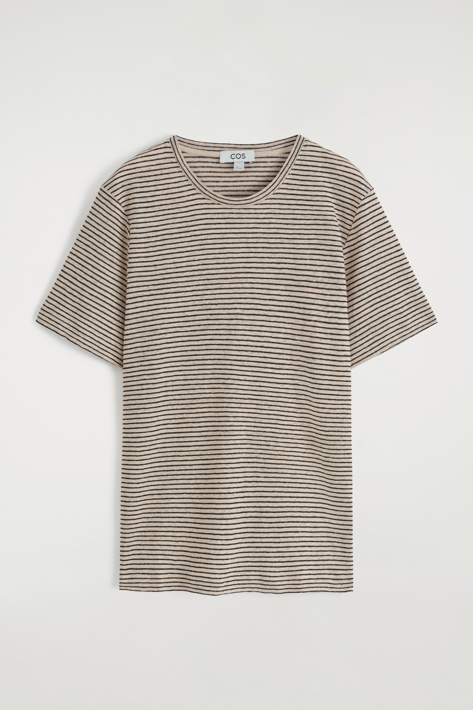 CAMISETA DE LINO CON CUELLO REDONDO - SIN TEÑIR / RAYAS/AZUL EMPOLVADO/BLANCO - 2