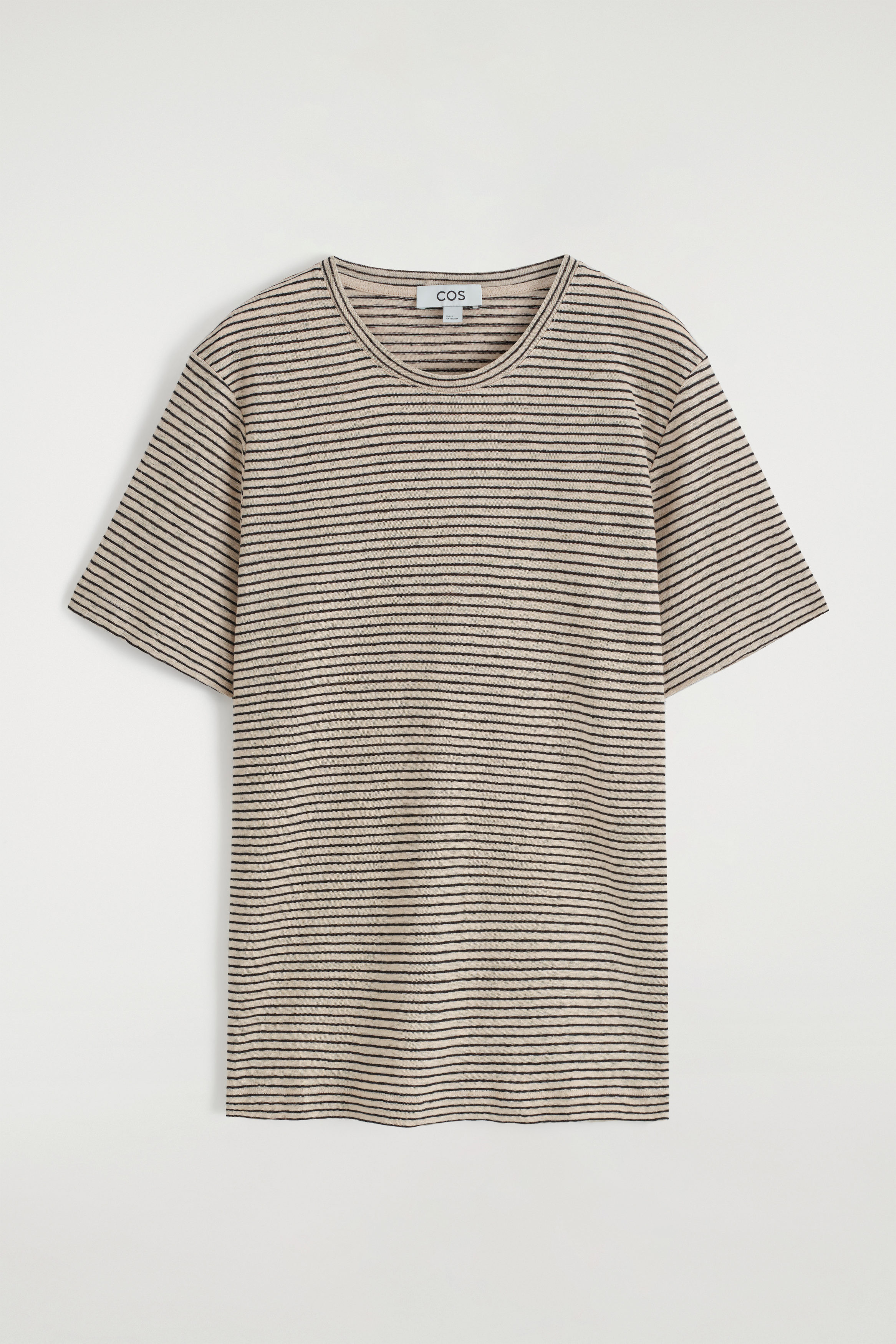 Tシャツ・カットソー THE ROW Striped linen blend shirt CREW-NECK LINEN T-SHIRT - UNDYED / STRIPED | COS