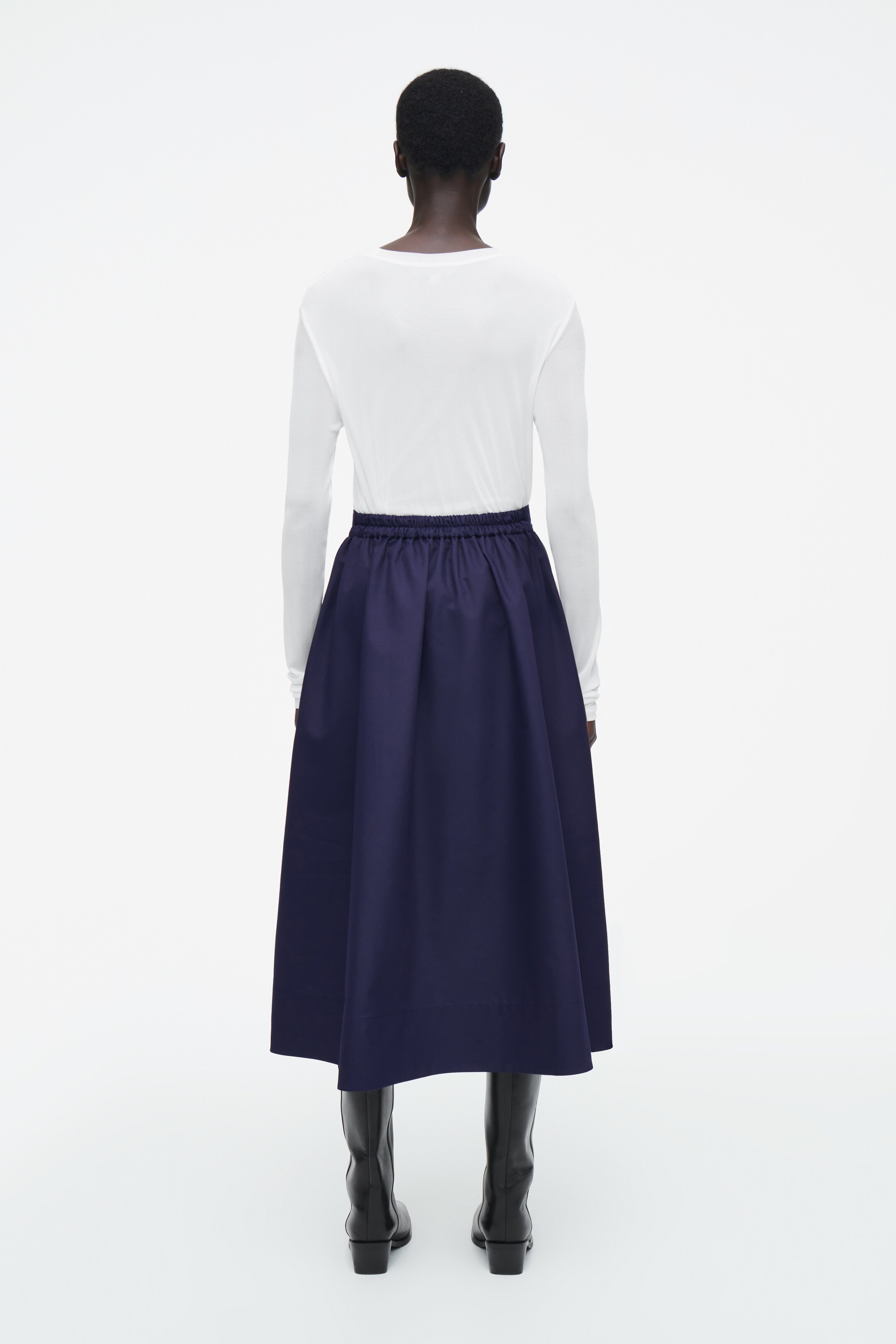 Ingrandisci l'immagine: GATHERED A-LINE MIDI SKIRT - NAVY - DONNA | H&M CH 2