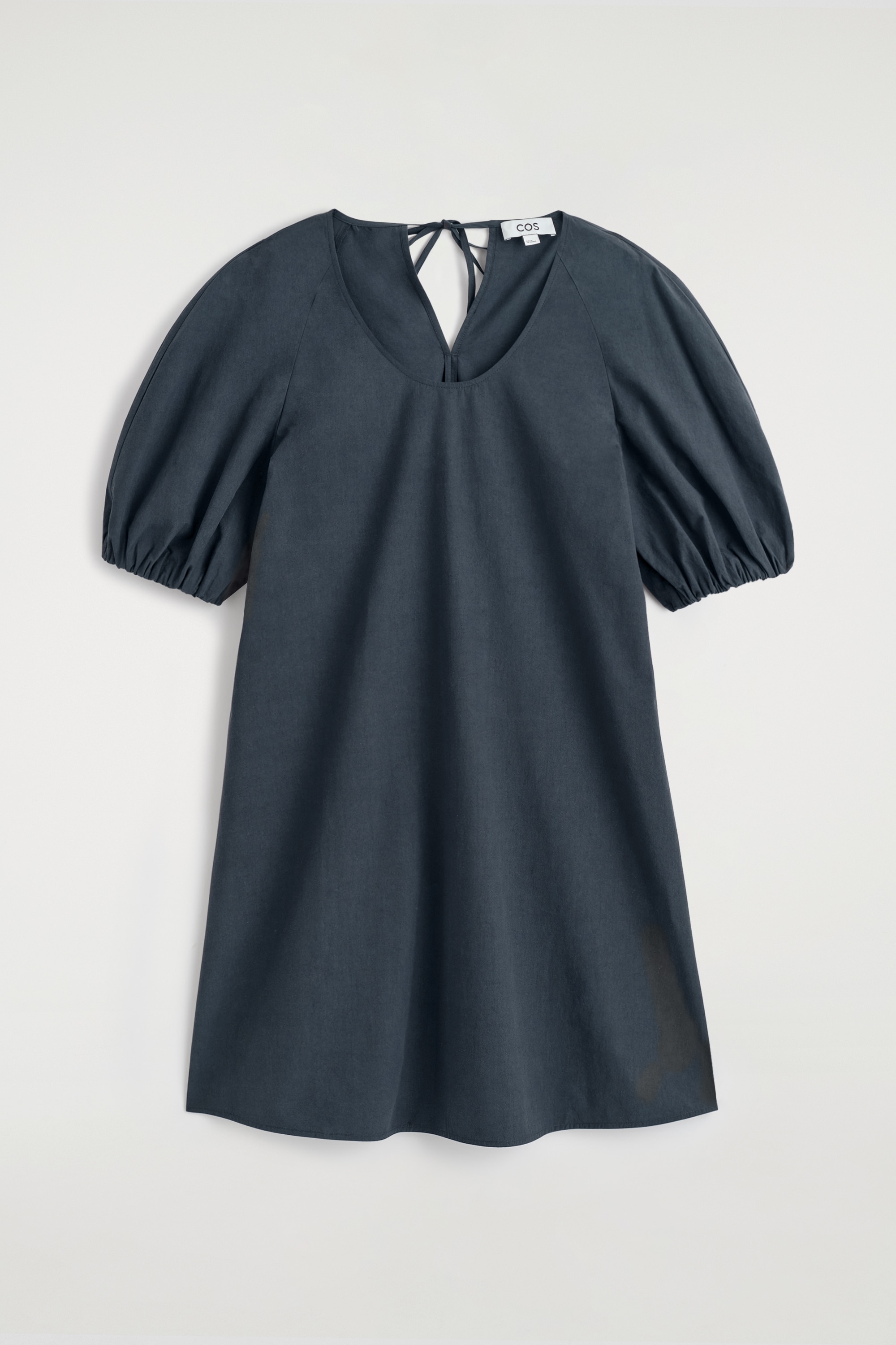 BAUMWOLLKLEID MIT PUFFÄRMELN - SCHWARZ/HELLGELB