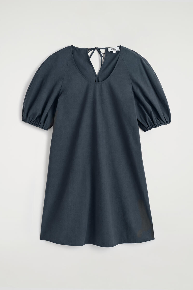 Puff-Sleeve Cotton Mini Dress