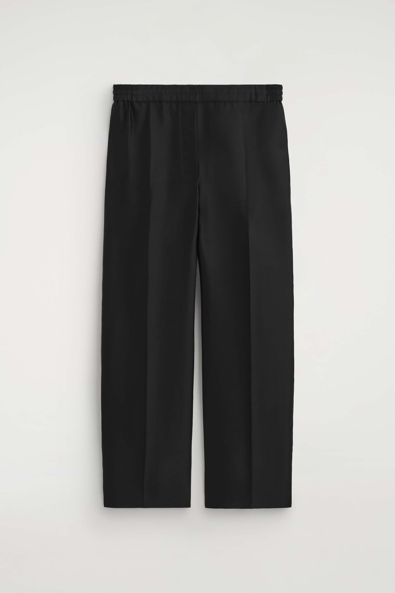 TAILORED SILK STRAIGHT-LEG PANTS — CARBON