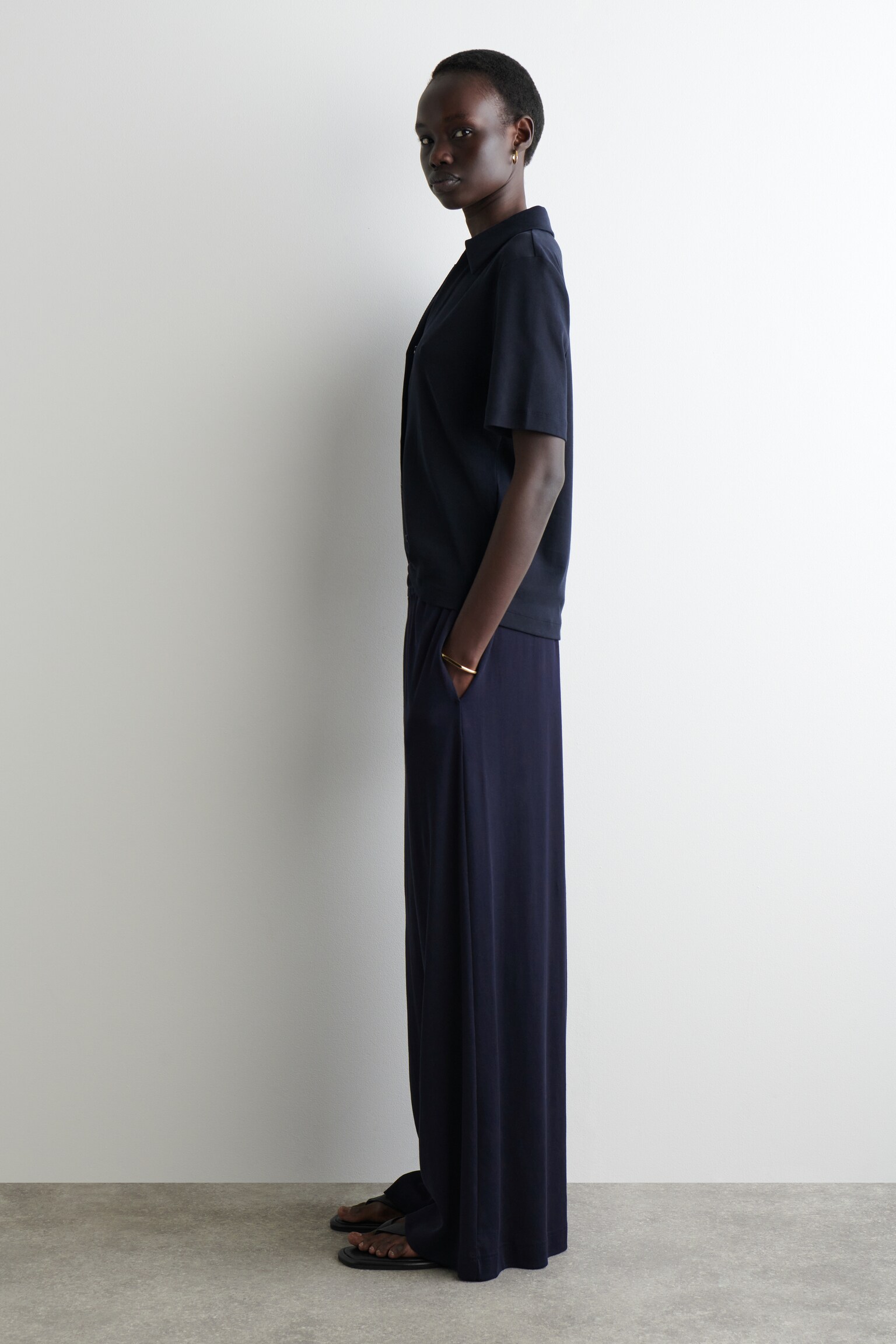CHEMISE RESORT EN JERSEY DE COTON - BLEU MARINE/ROUILLE - 7