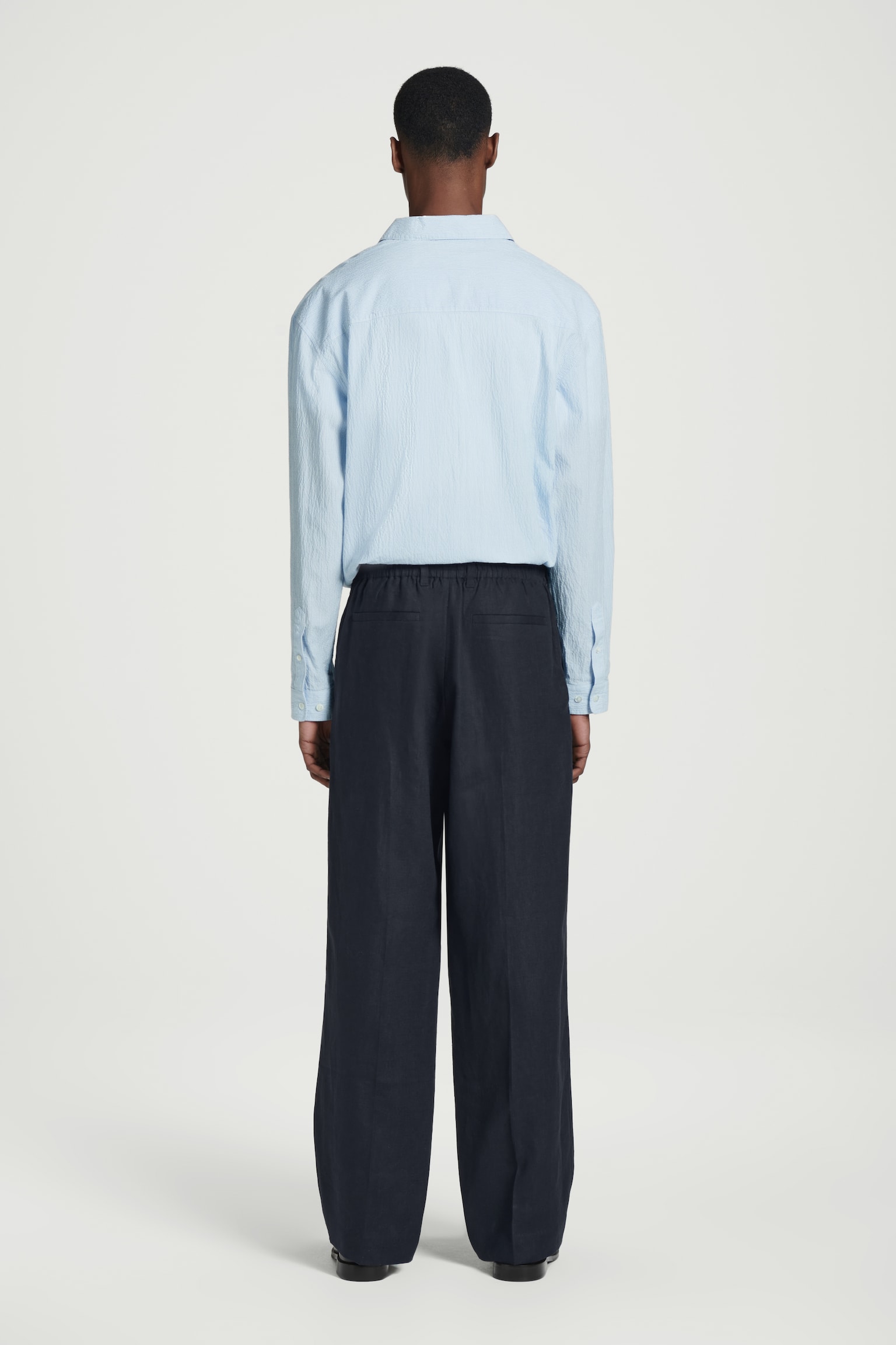 PANTALONES RECTOS DE LINO ELÁSTICOS - AZUL MARINO/NEGRO/MARRÓN - 3