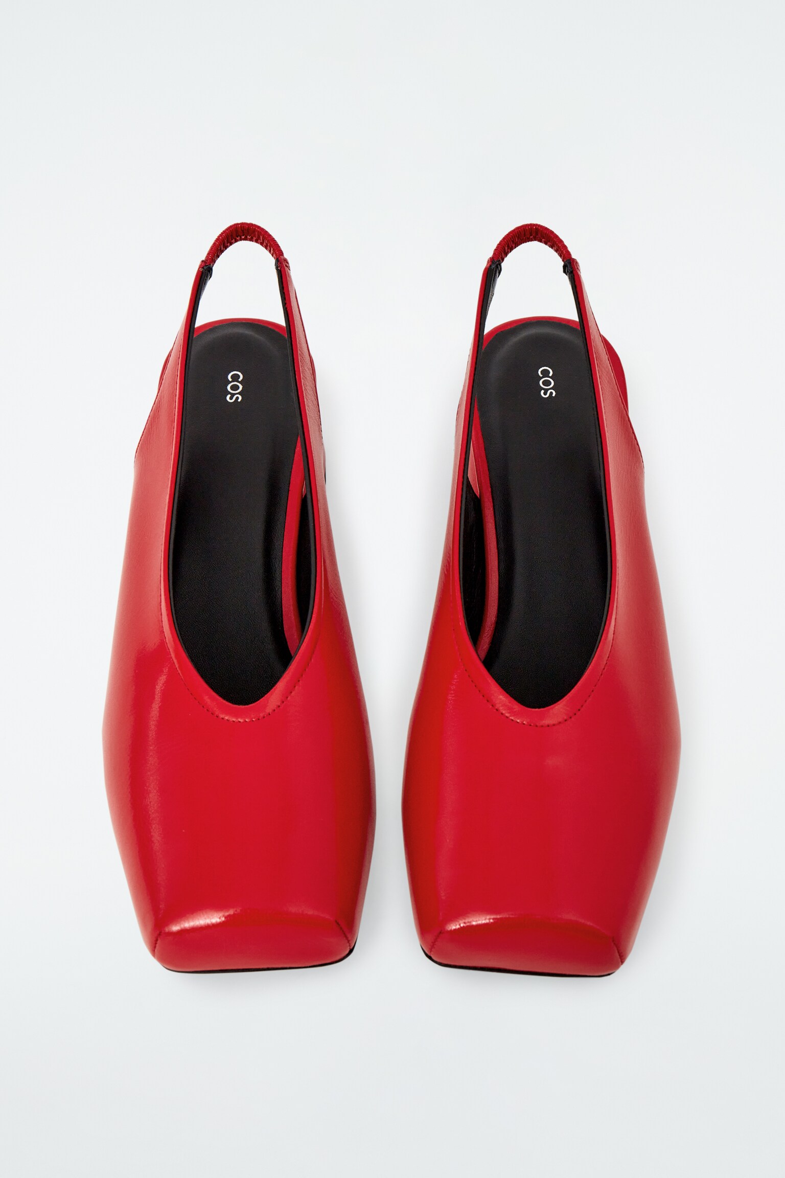 BALLERINES À TALON BOUT CARRÉ EN CUIR - ROUGE/NOIR/ARGENTÉ - 3