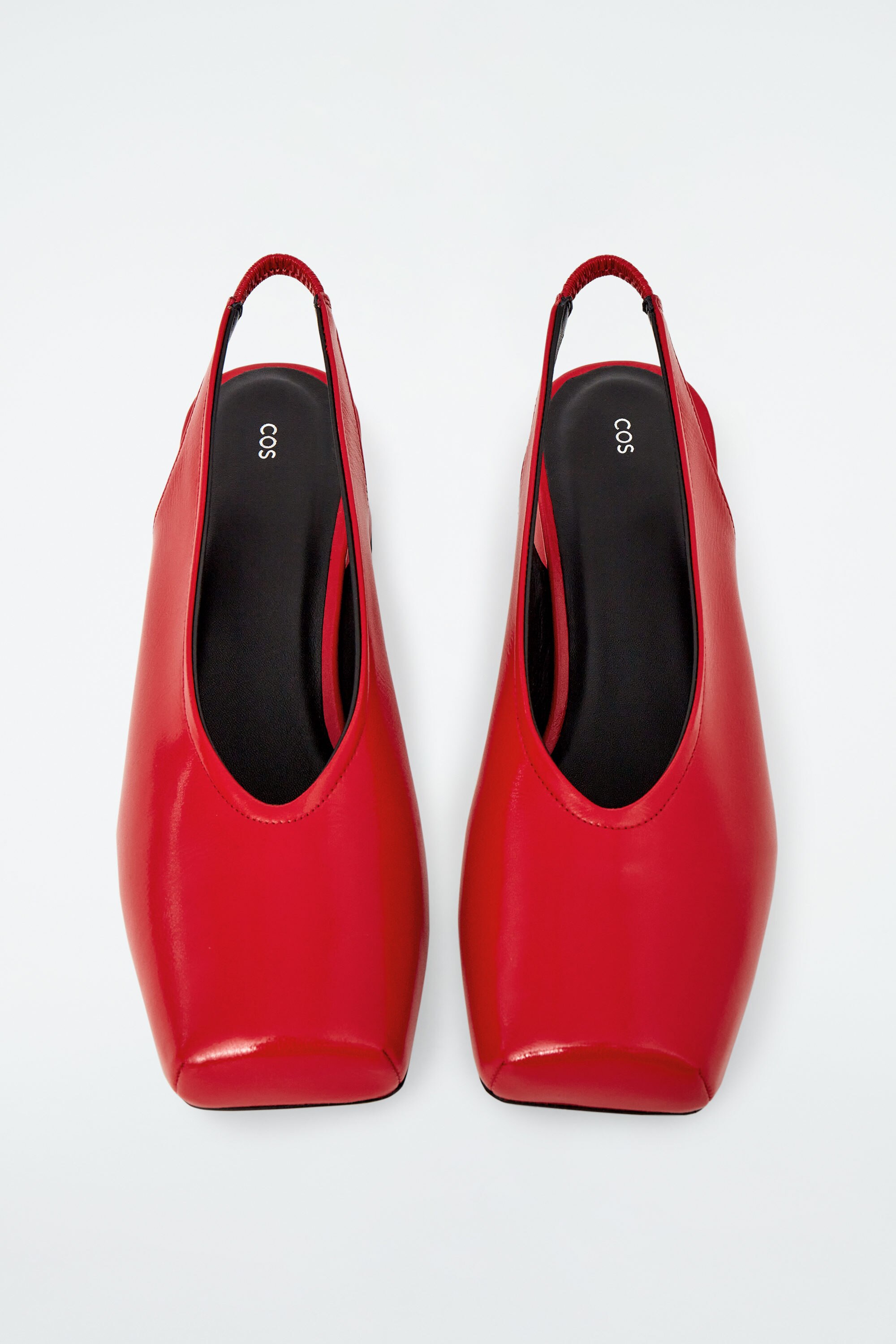 SQUARE-TOE LEATHER HEELED BALLET PUMPS - RED | COS
