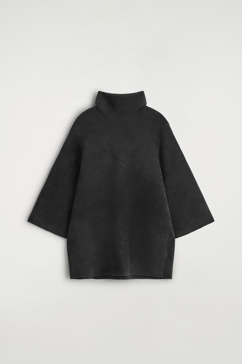 Cos Chenille-knit Funnel-neck Sweater In Black