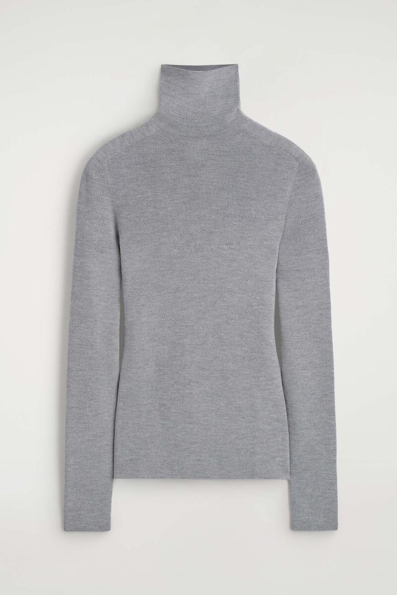 Sparkly Seamless Wool Funnel-Neck Top