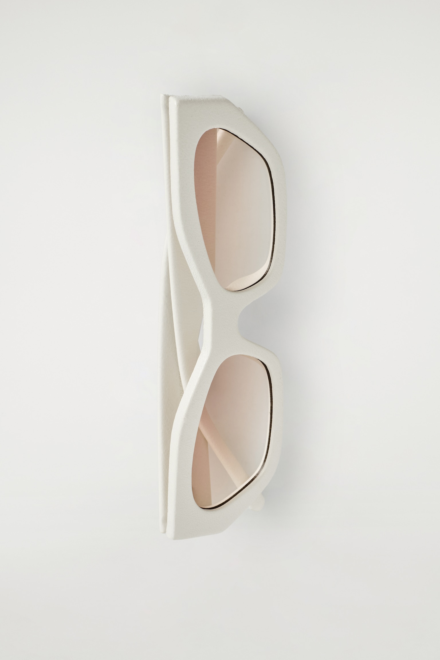 LEATHER CAT-EYE SUNGLASSES - CHALK / PINK/BROWN - 3