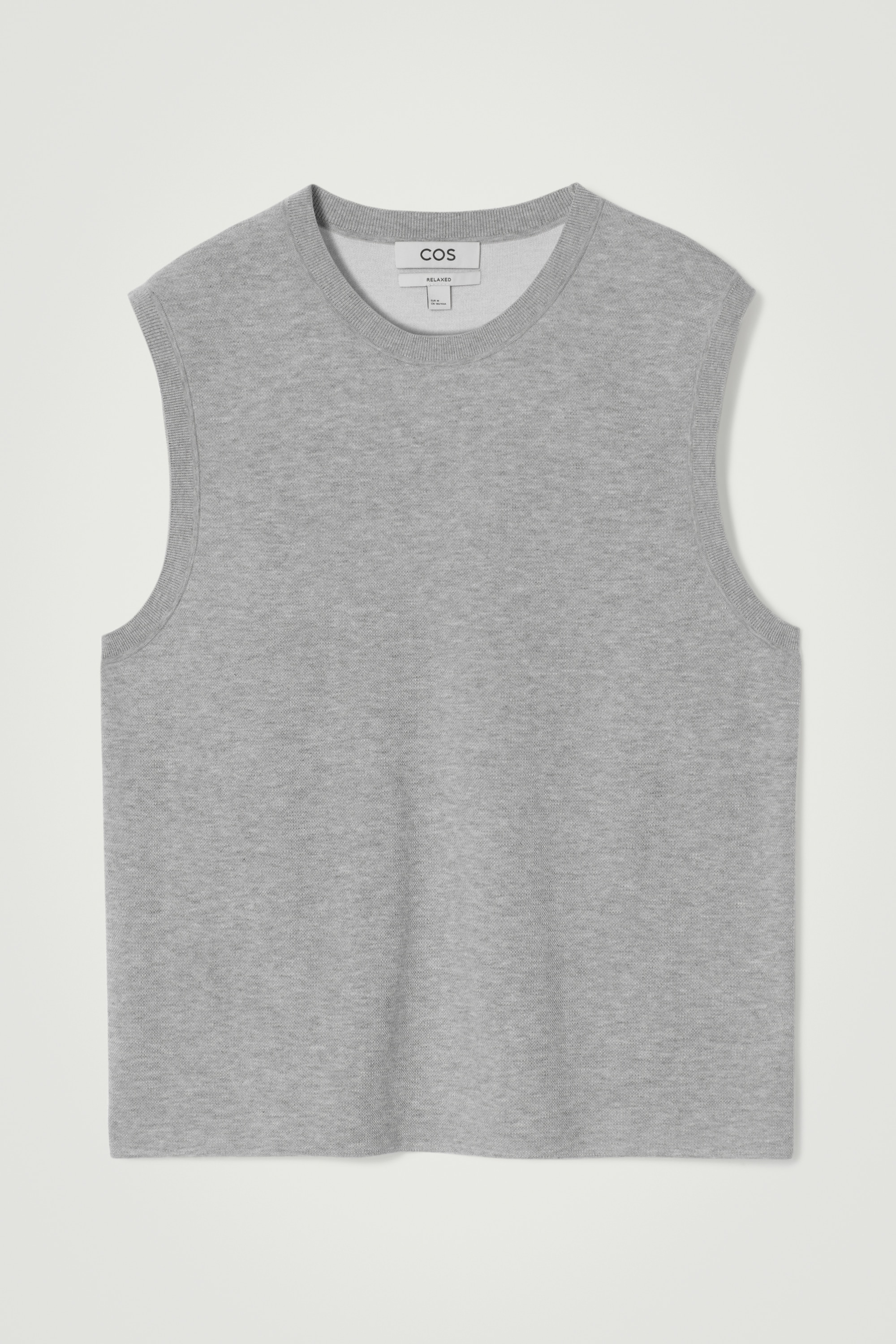 DOUBLE-FACED KNITTED TANK - GREY MÉLANGE/NAVY