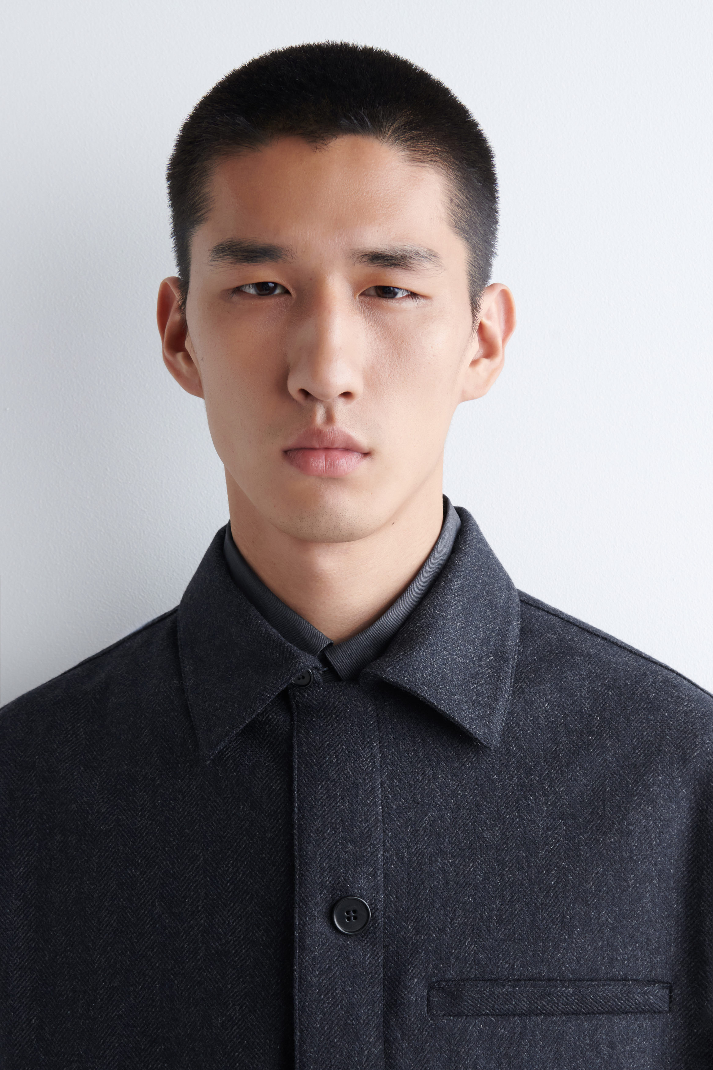 WOOL OVERSHIRT - CHARCOAL / HERRINGBONE | COS US