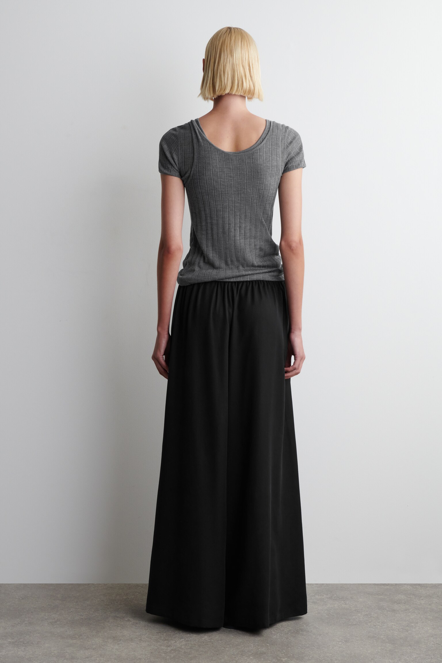 PANTALON PALAZZO EN SERGÉ - NOIR/BLEU MARINE - 6