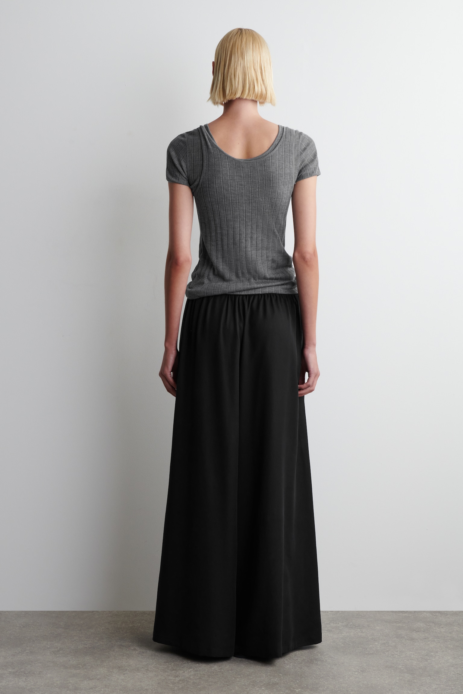 TWILL PALAZZO TROUSERS - BLACK/NAVY - 7