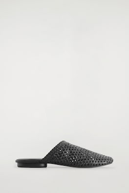 BRAIDED LEATHER MULES — BLACK 1