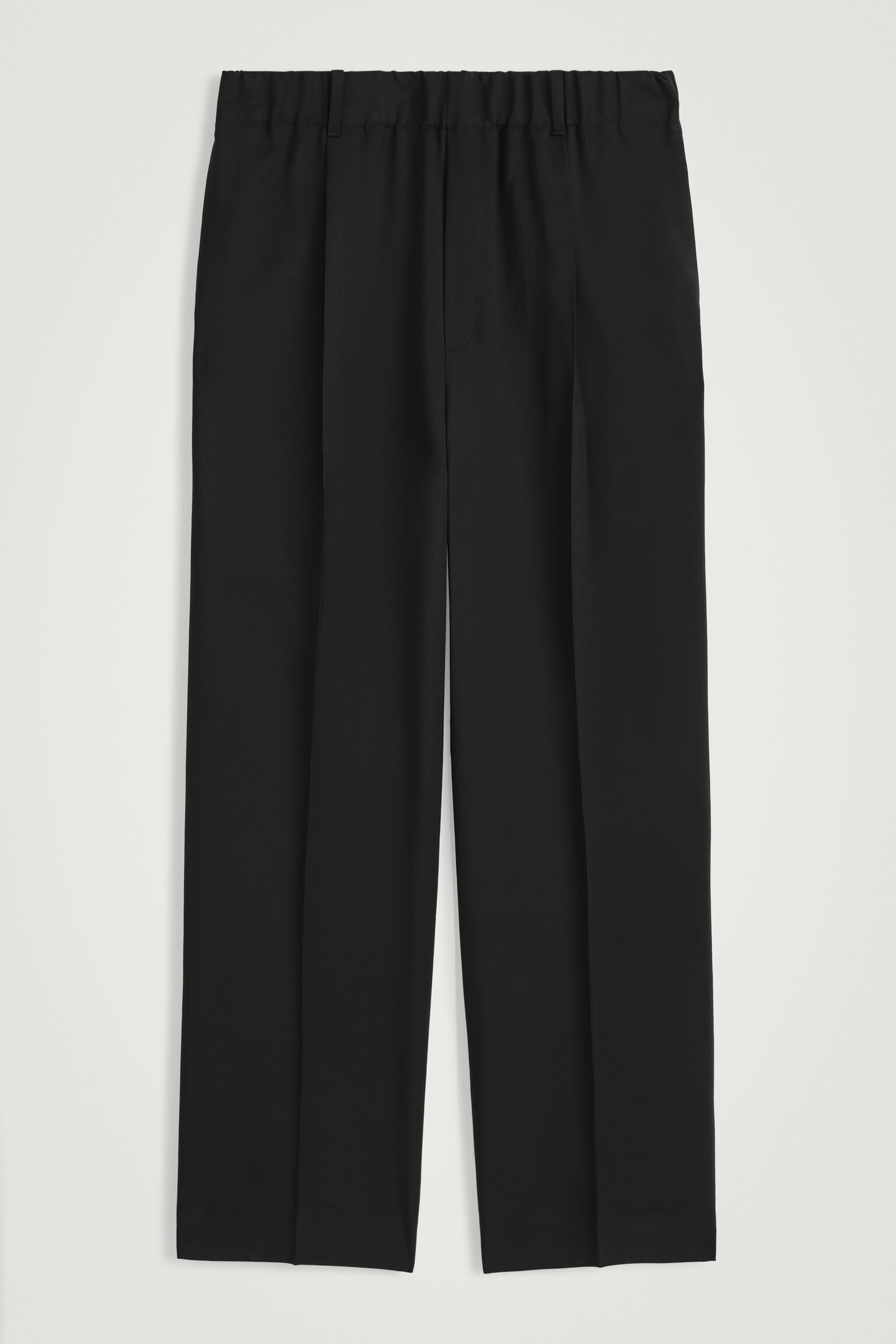 PANTALÓN DE SARGA DE LANA CON CINTURA ELÁSTICA - NEGRO - 2