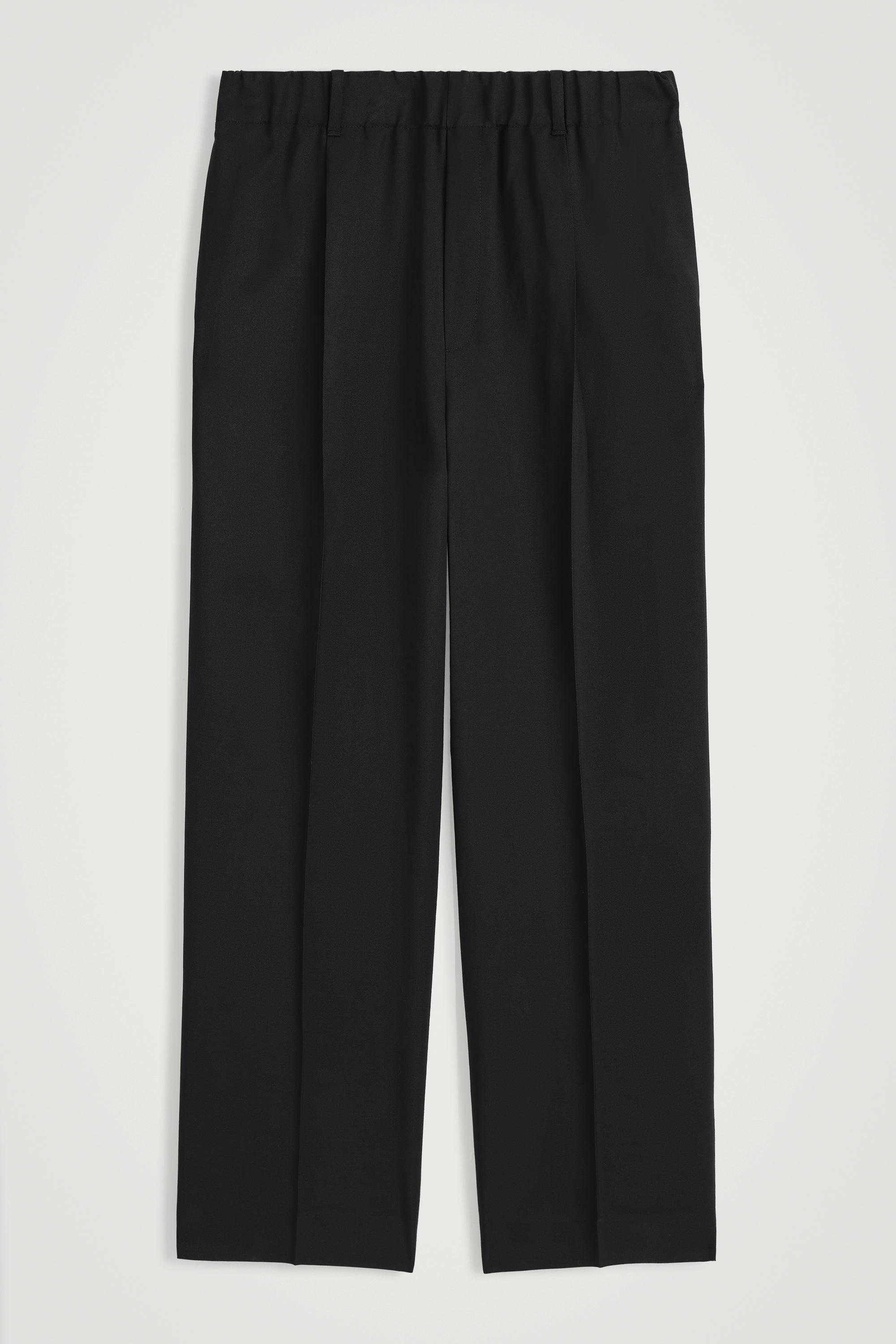 ELASTICATED WOOL-TWILL PANTS - BLACK | COS