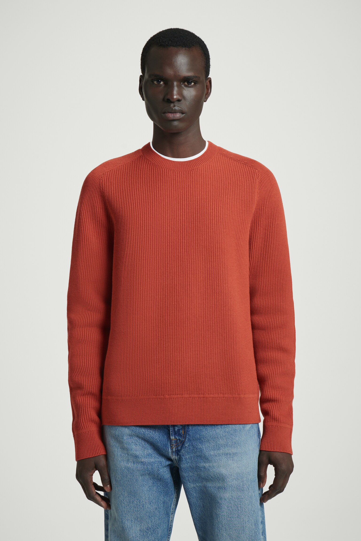 RIBBED MERINO WOOL JUMPER - ORANGE