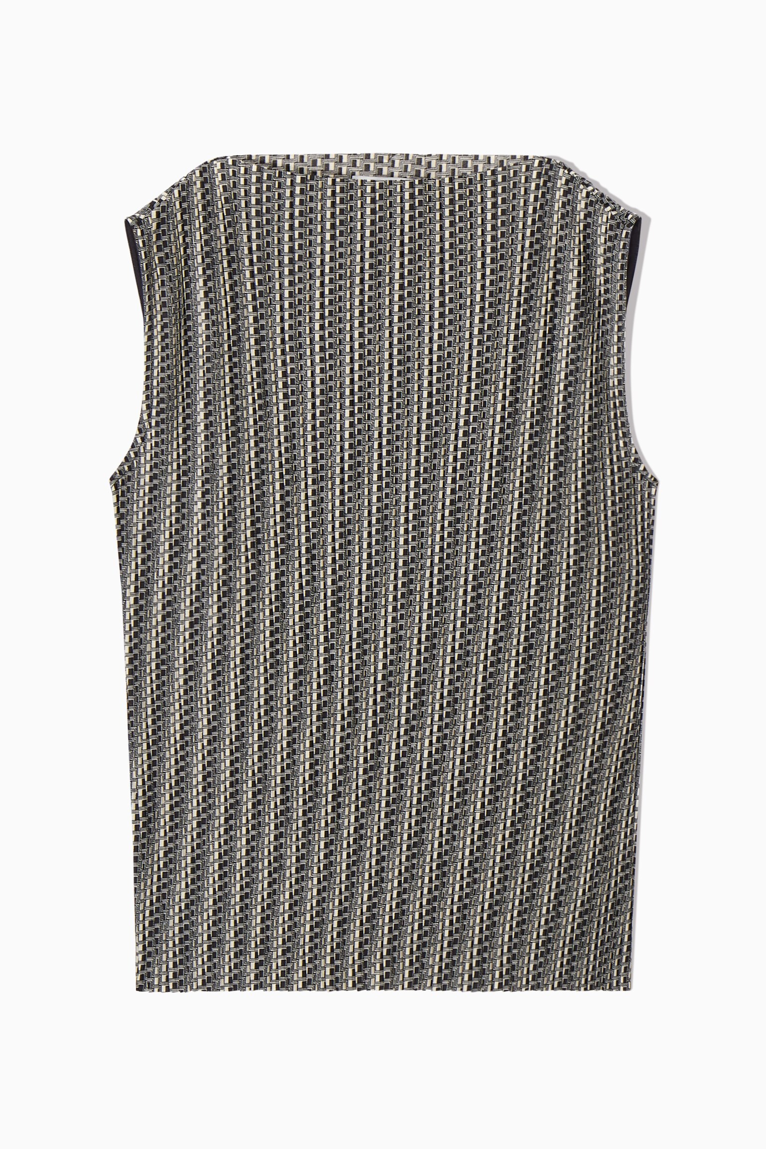 PLISSÉ SLEEVELESS TOP - BLACK - 1