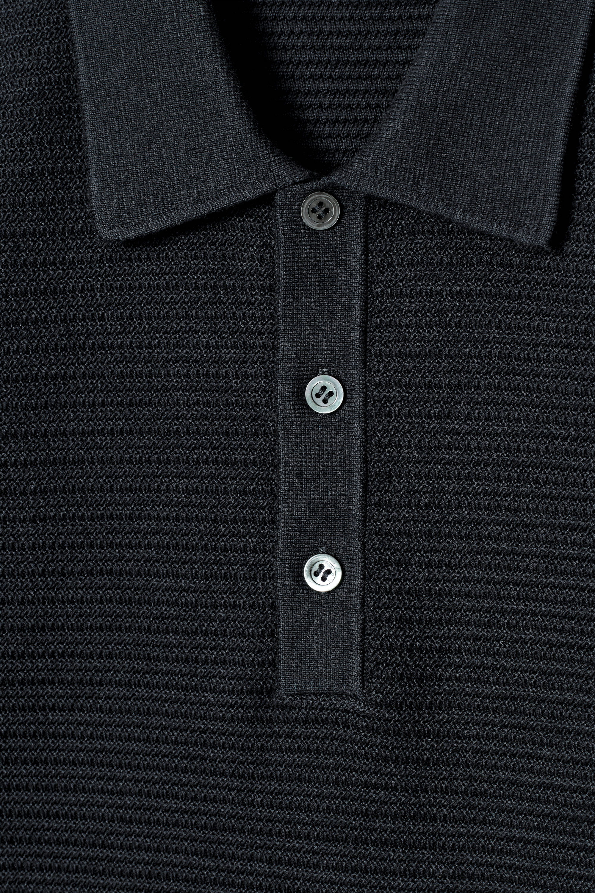 TEXTURED KNITTED COTTON POLO SHIRT - NAVY | COS US