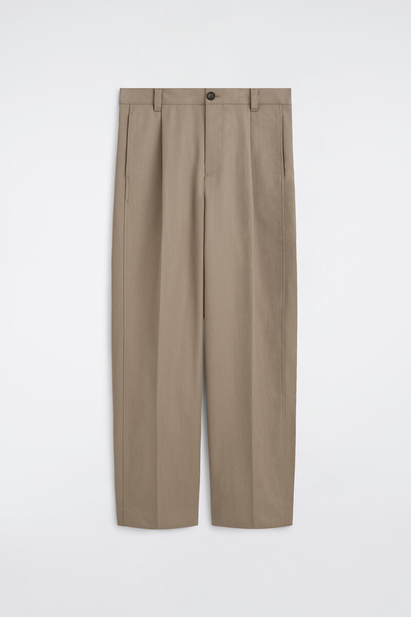 Wool-Cotton Relaxed-Fit Wide-Leg Pants