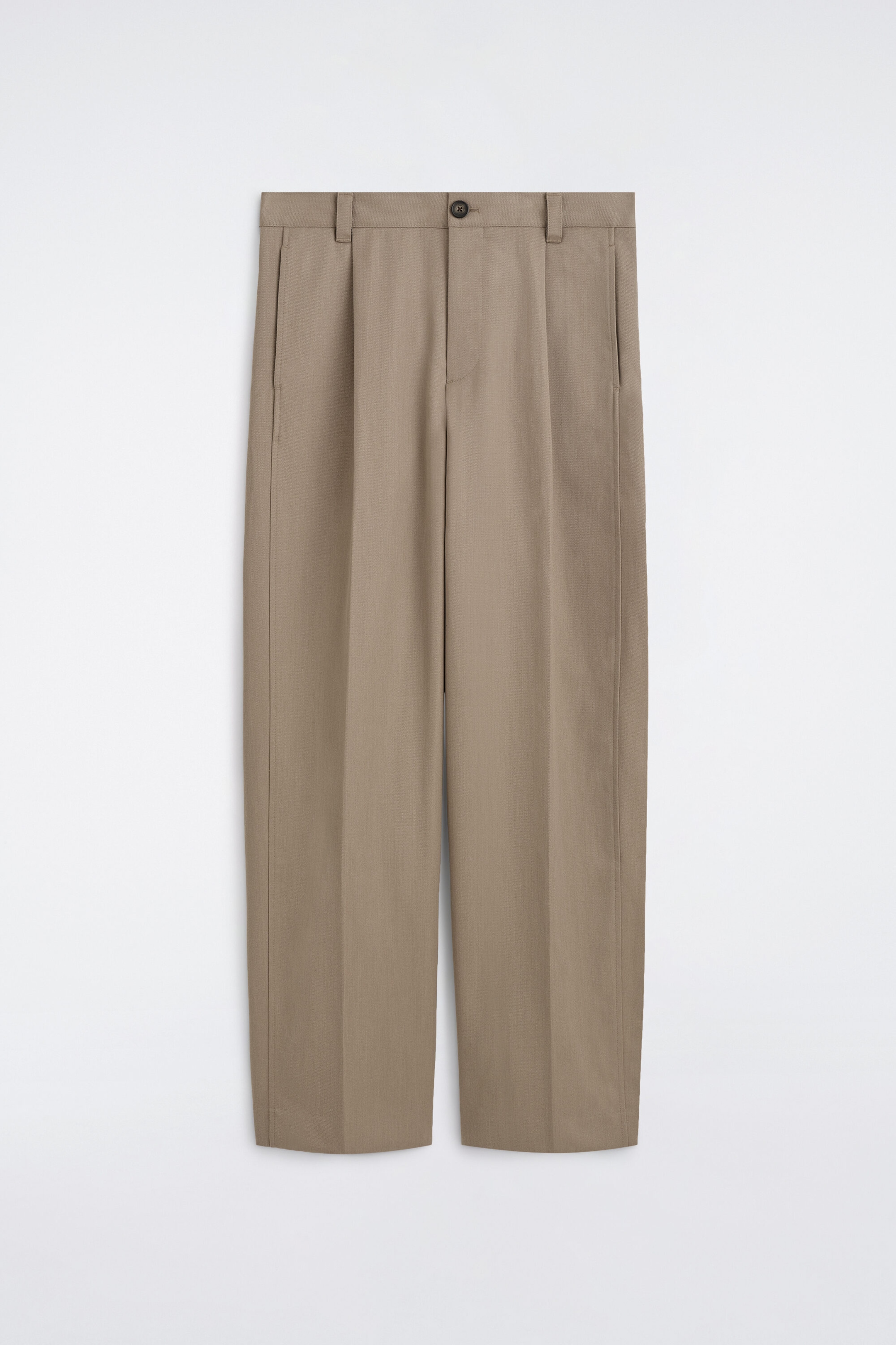 WOOL-COTTON RELAXED-FIT WIDE-LEG PANTS
