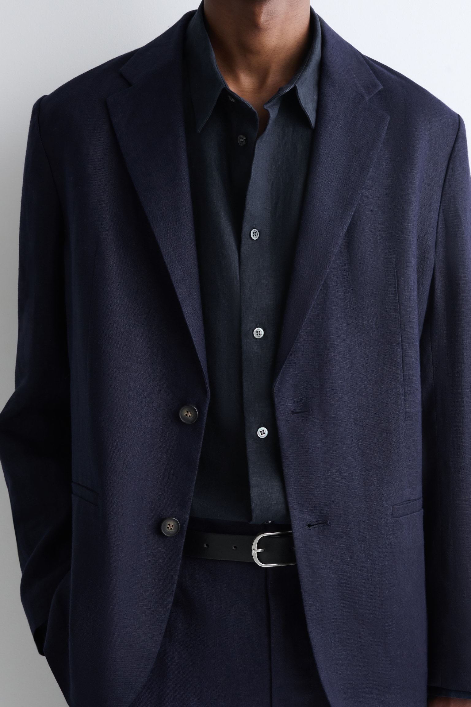 LOSSE LINNEN BLOUSE-MARINEBLAUW - 4