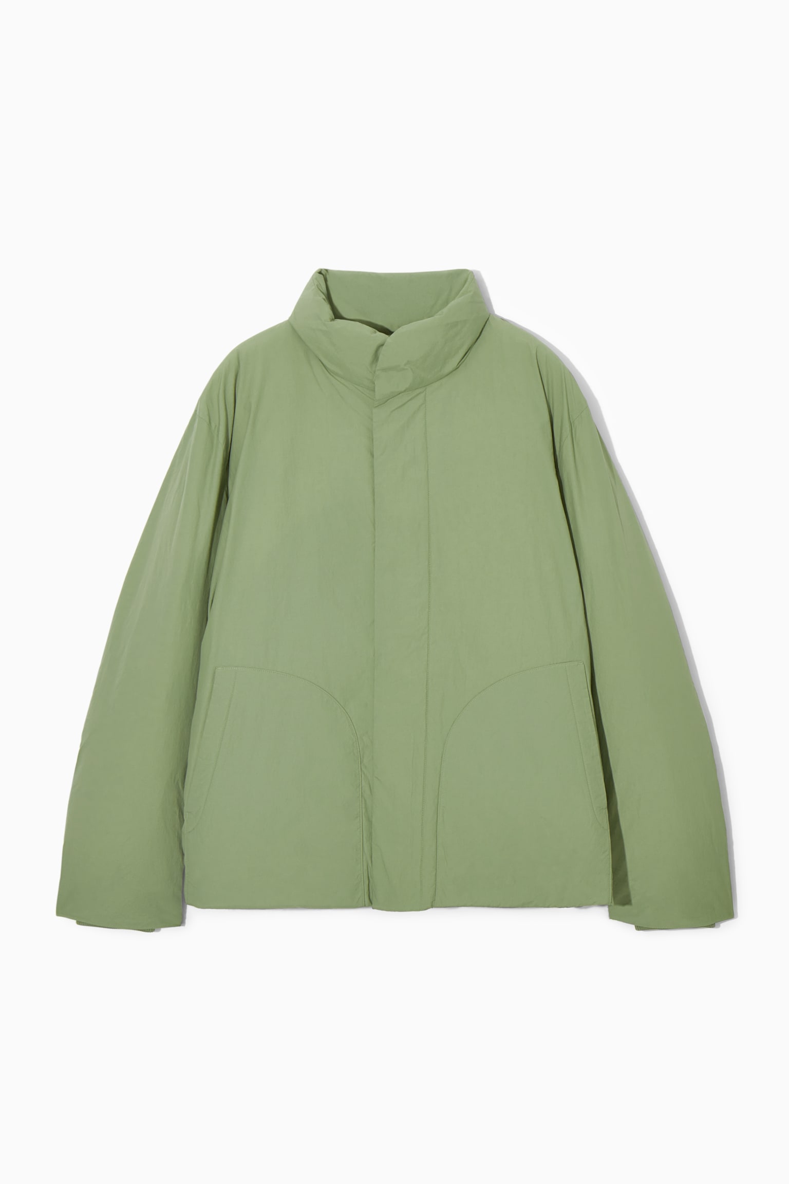 PADDED MAGNETIC-COLLAR JACKET - KHAKI GREEN