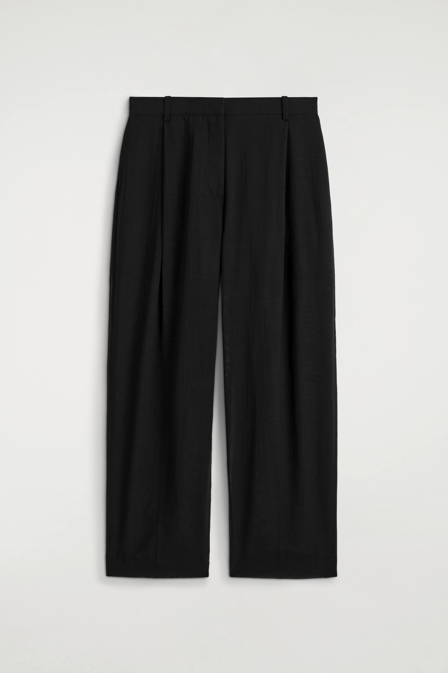 FLUID WOOL-VOILE STRAIGHT-LEG TROUSERS - שחור - 1
