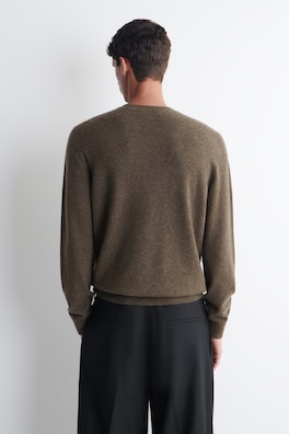 PURE CASHMERE CREW-NECK SWEATER — BROWN MÉLANGE 4