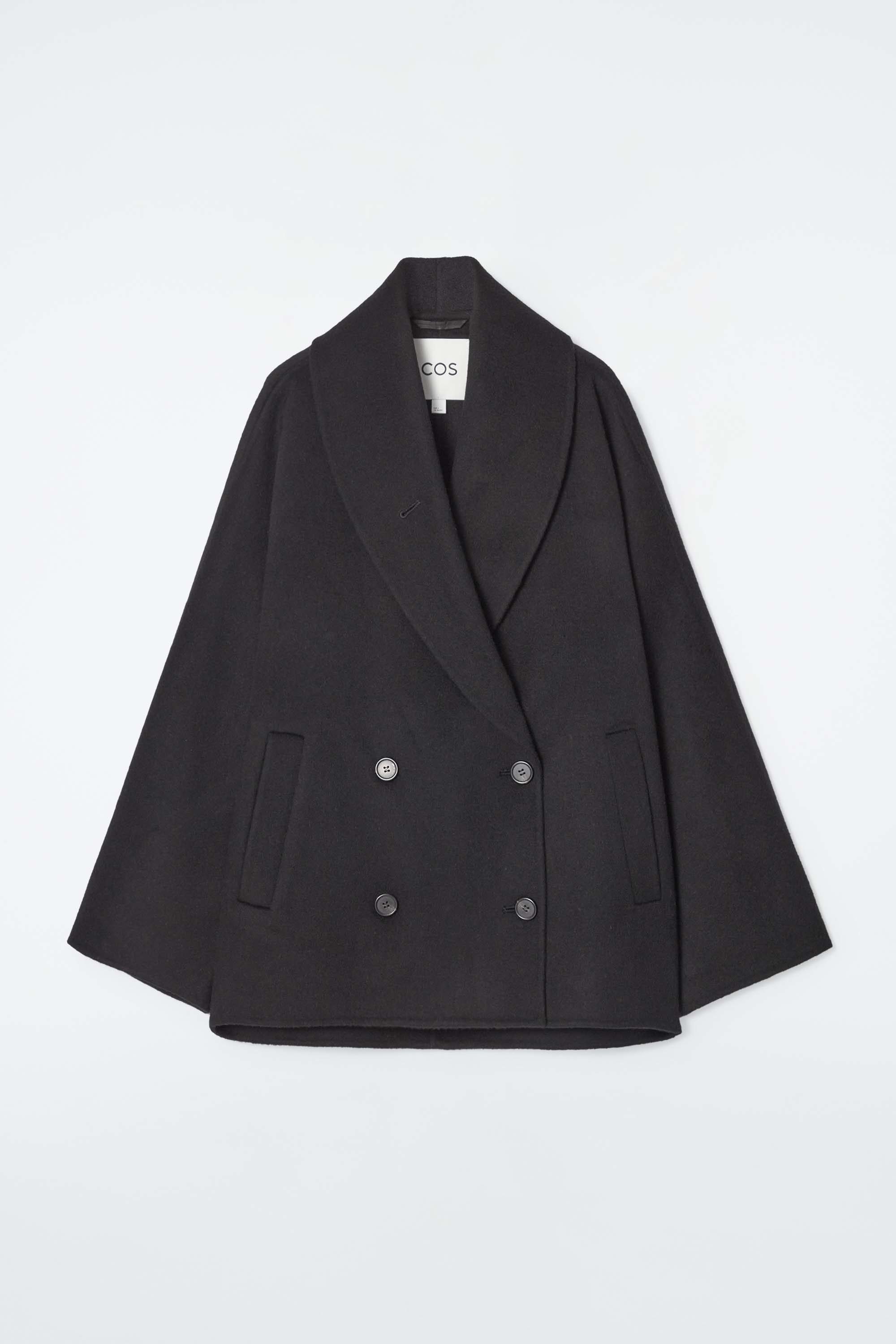 人気スポー新作 PEA WOOL DOUBLE-FACED COAT COS | BLACK - ジャケット・アウター