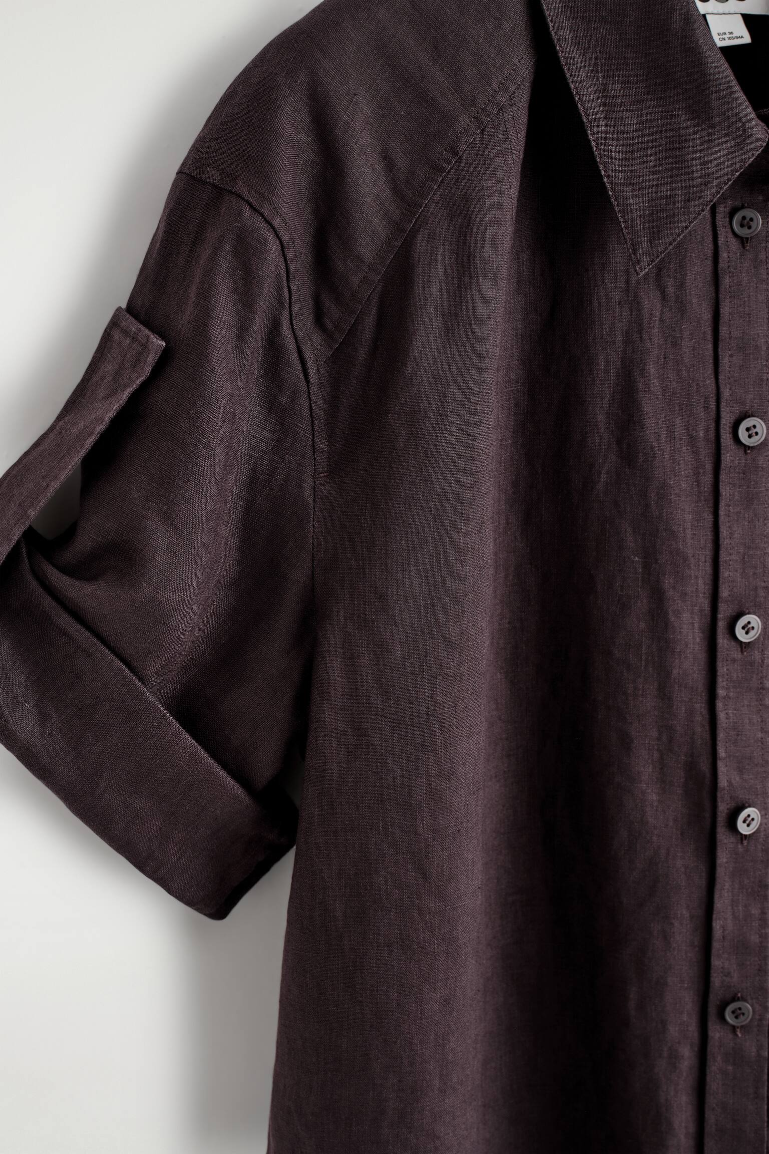 CAMICIA IN LINO CON MANICHE RIPIEGATE - BORDEAUX/BEIGE - 7