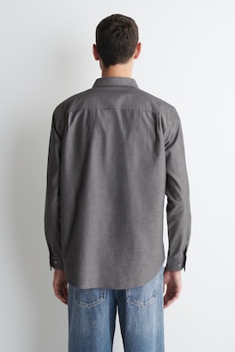COTTON-CHAMBRAY SHIRT — GRAY MÉLANGE 4