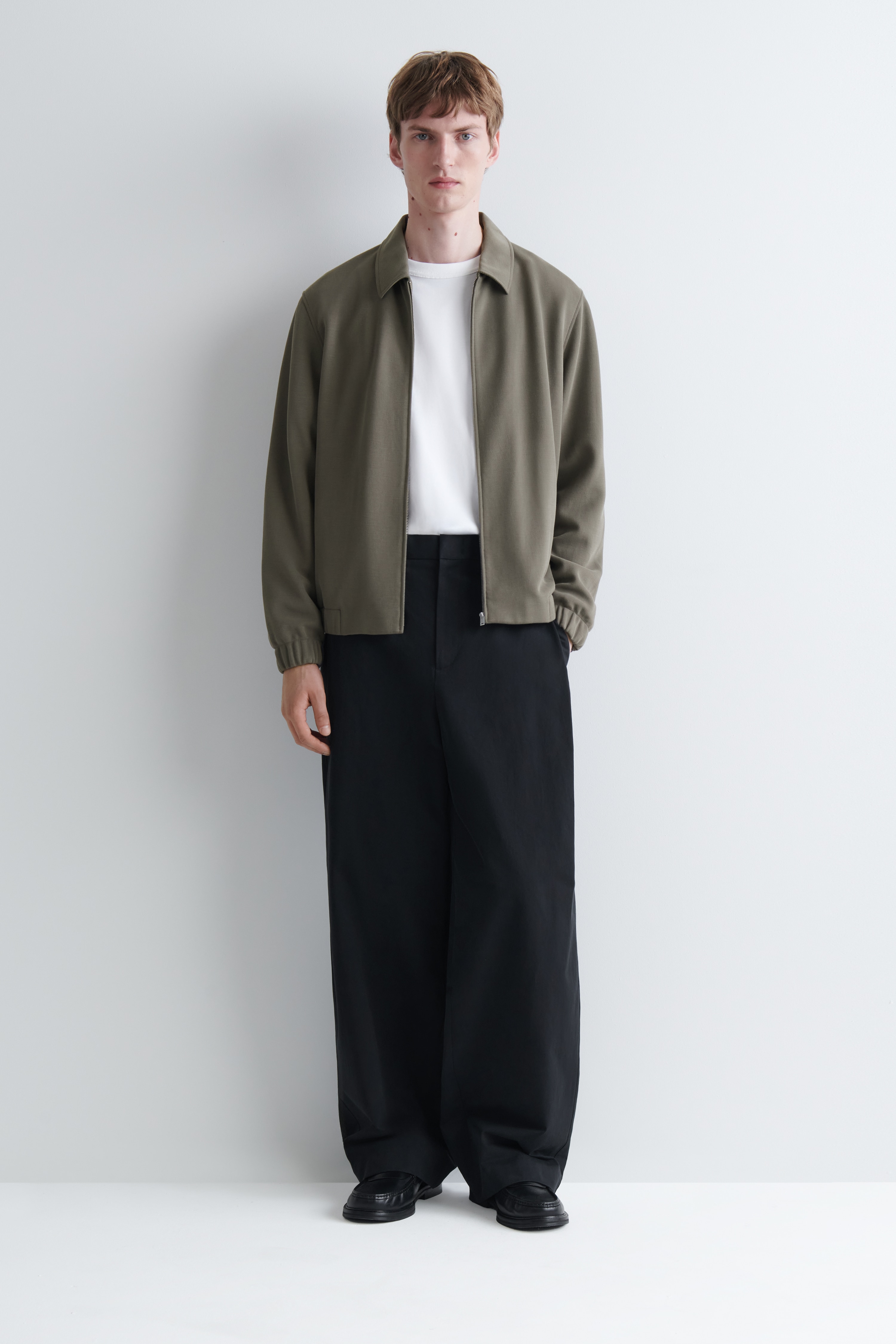 JACHETĂ HARRINGTON DIN TWILL-LAMINAT - GRI-VERZUI