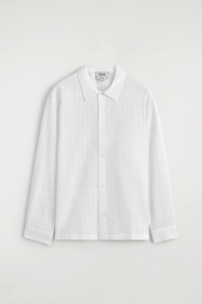KARIERTES HEMD AUS BAUMWOLL-JACQUARD - WEISS - 1