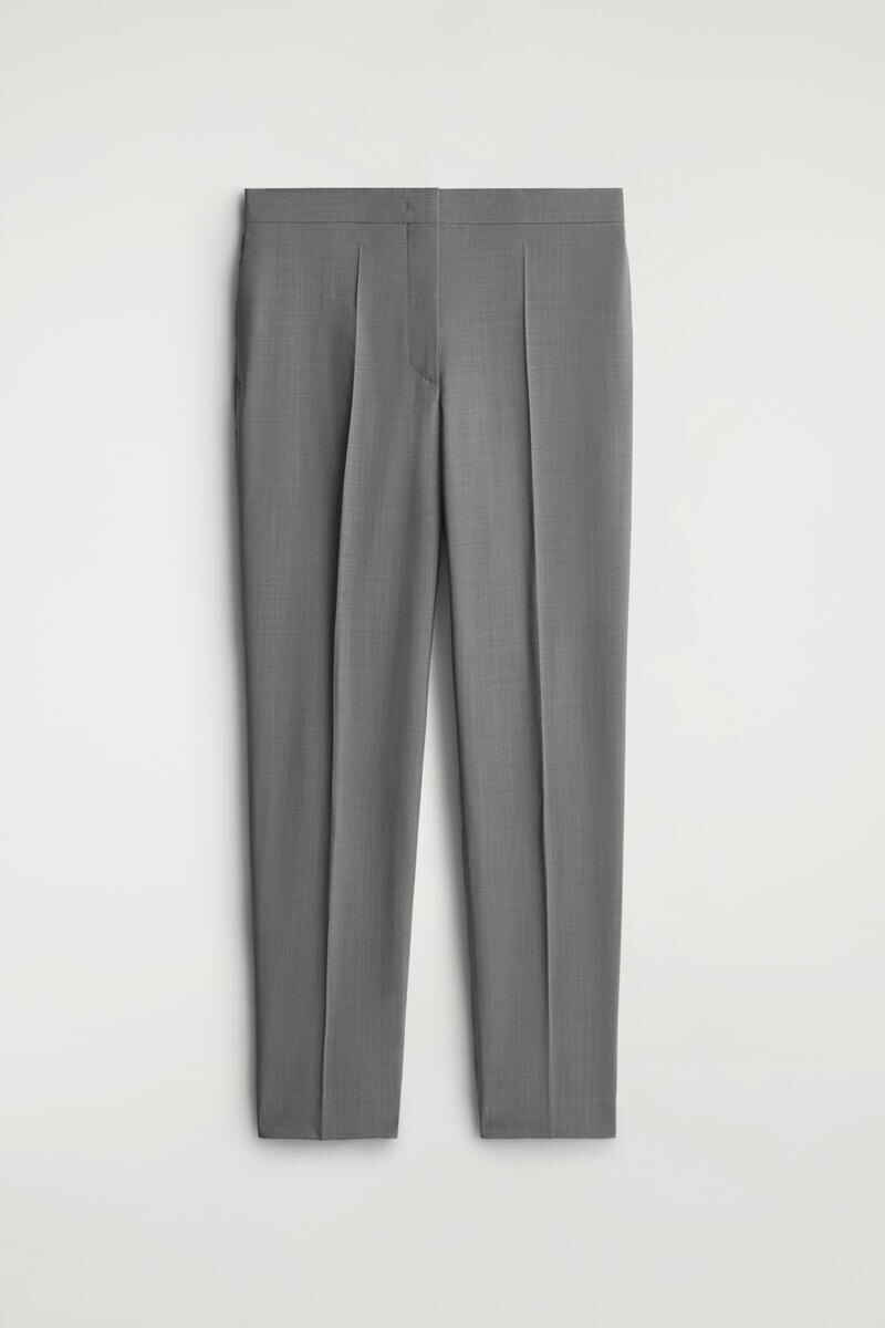 Tailored Wool Straight-Leg Trousers in Gray