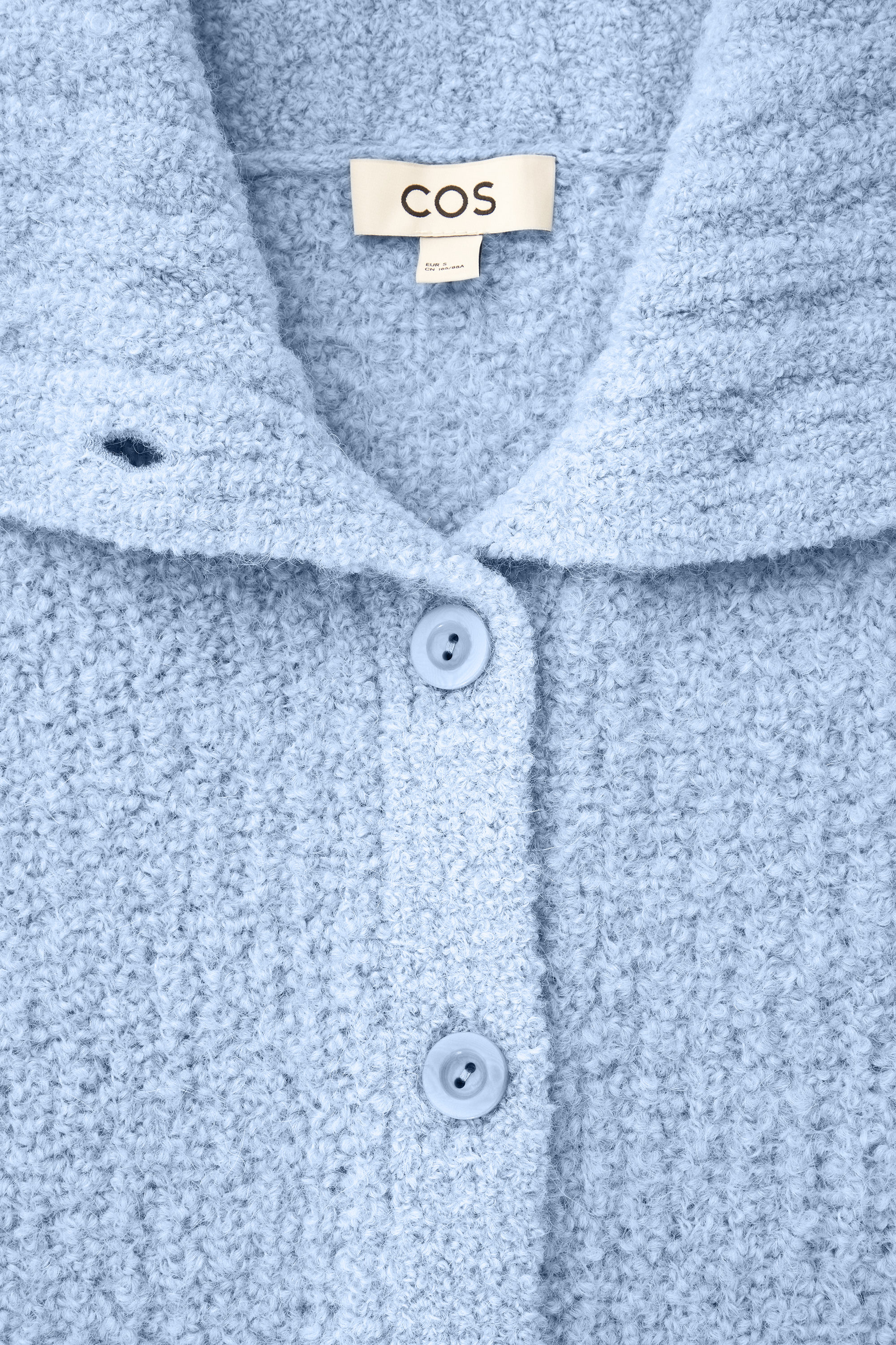SPREAD-COLLAR TEXTURED ALPACA-BLEND CARDIGAN - LIGHT BLUE | COS AU