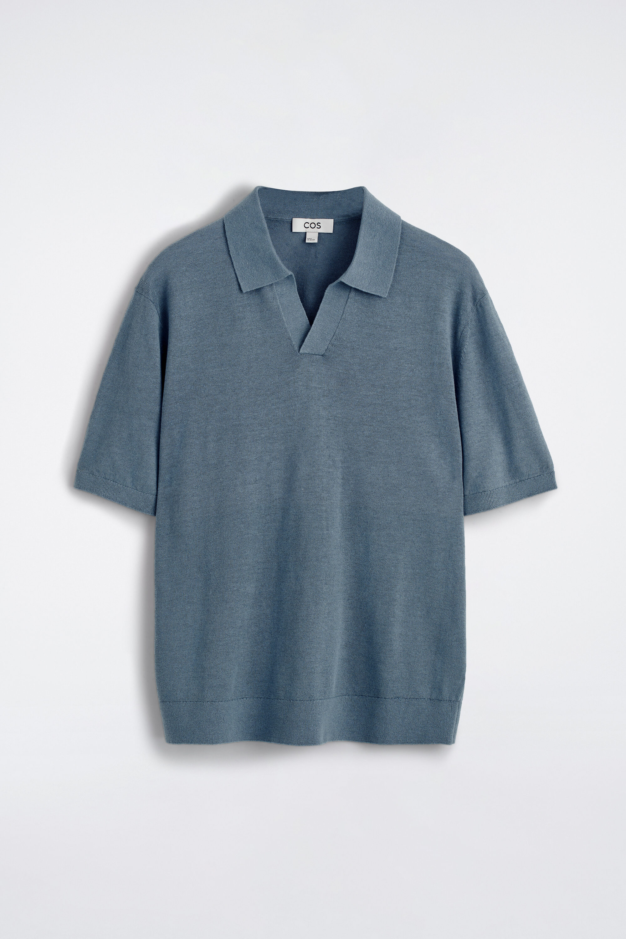 KNITTED LINEN POLO SHIRT - STEEL BLUE | COS NL