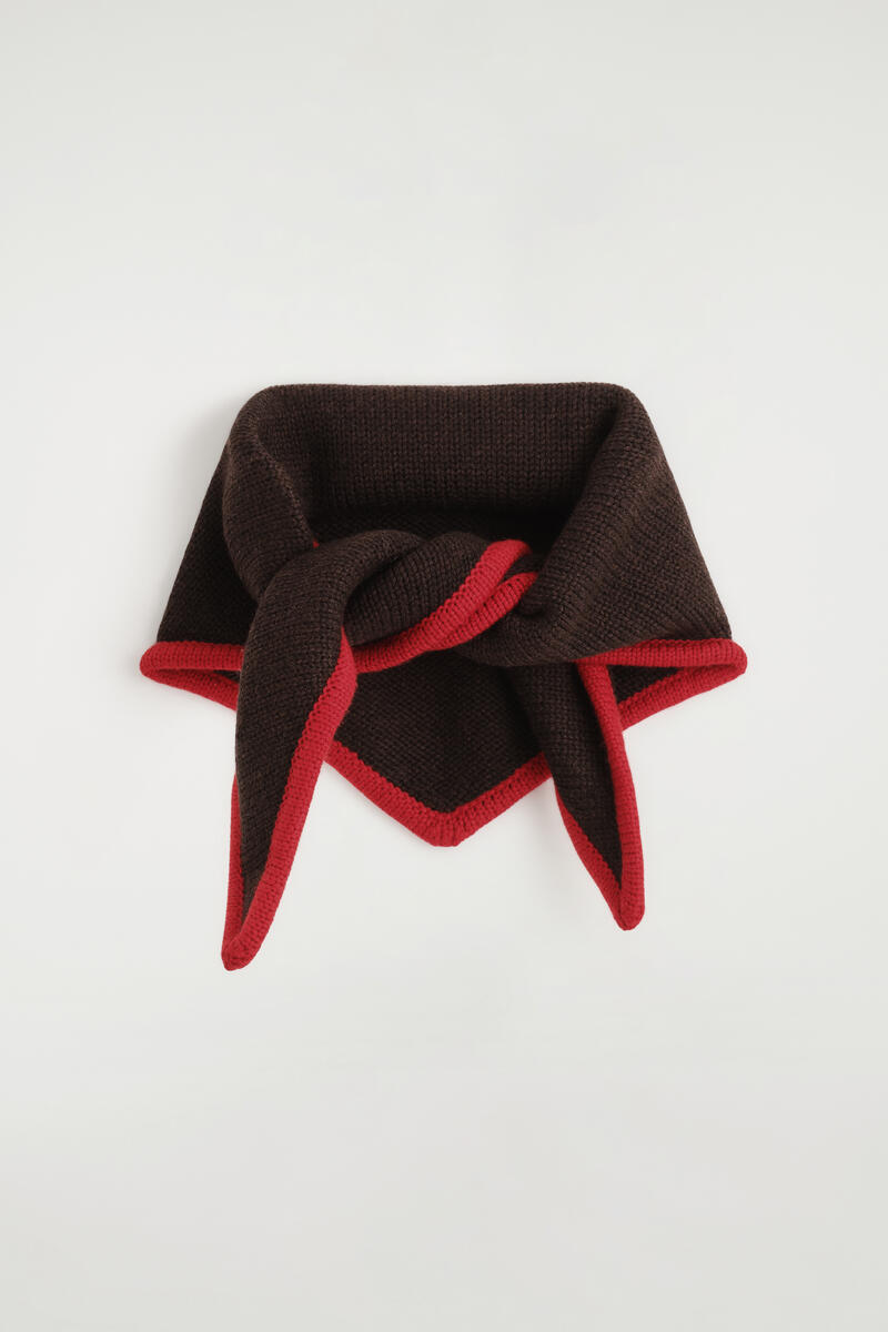 Cos Contrast-tipped Merino Wool Triangle Scarf In Brown