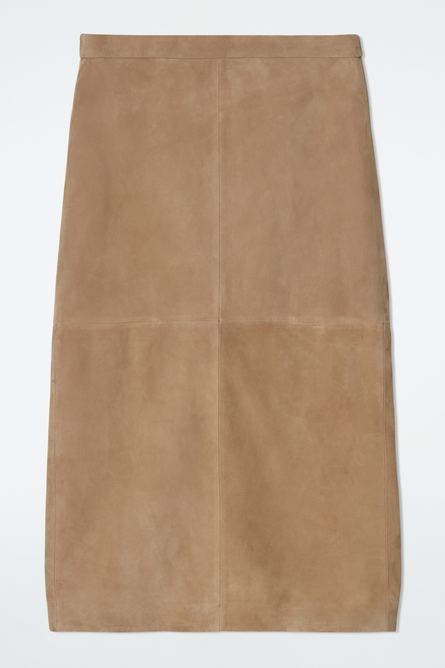 JUPE MIDI À PANNEAUX EN DAIM - SABLE - 2