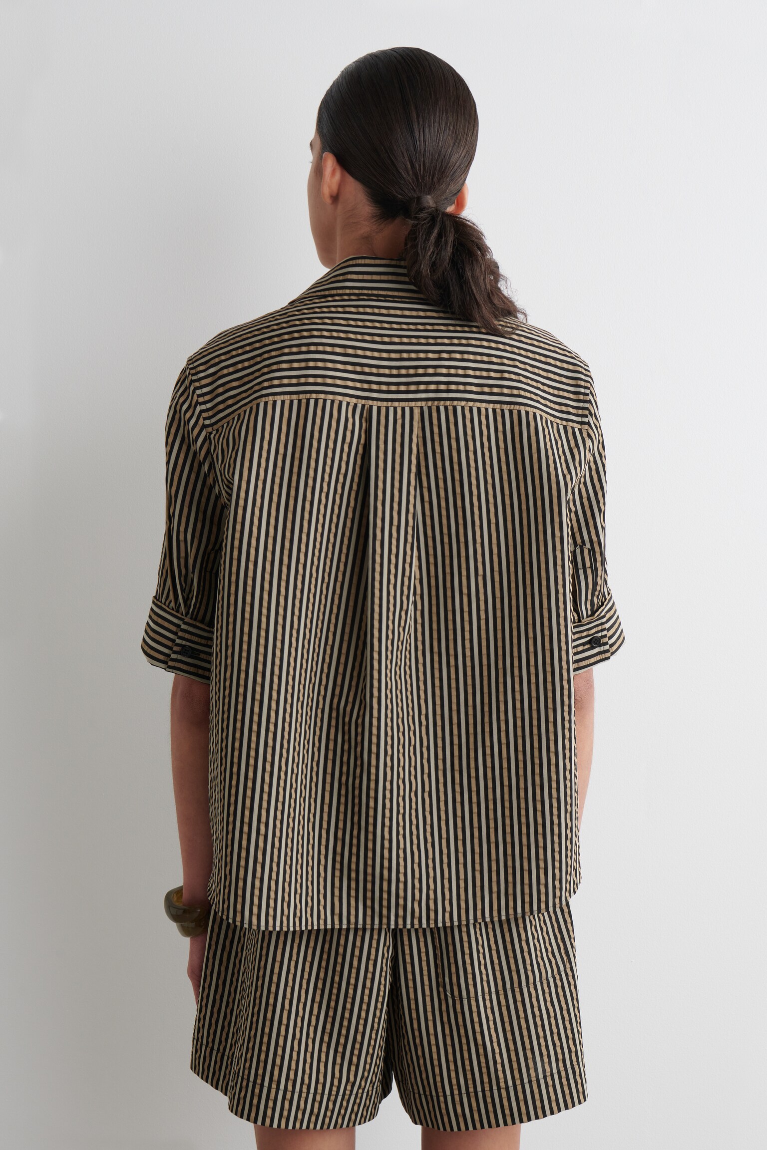 CAMICIA A RIGHE IN SEERSUCKER - MARRONE / NERO / RIGHE/BIANCO - 6