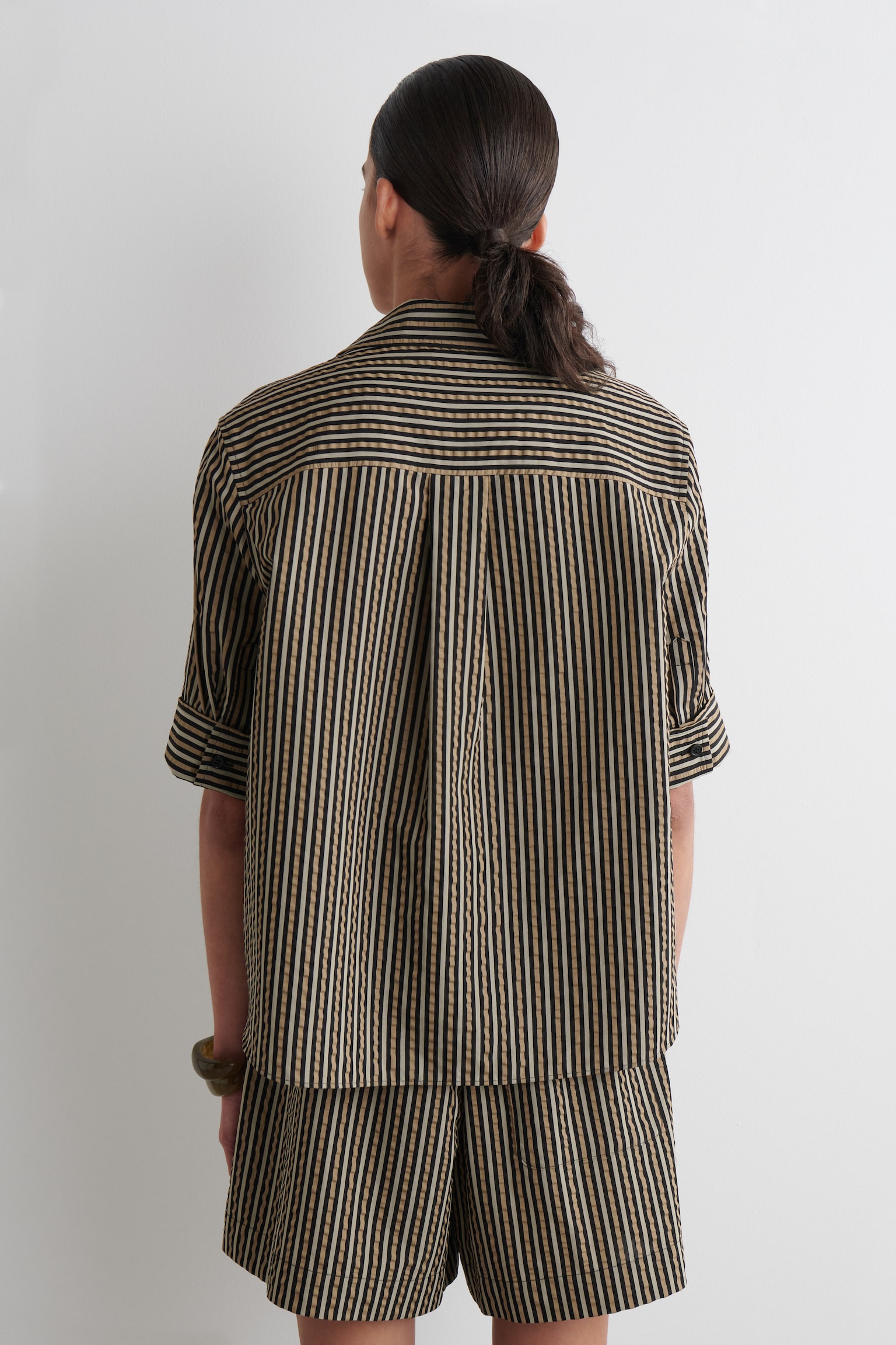 CAMISA DE RAYAS CON TEXTURA - MARRÓN / NEGRO / RAYAS/BLANCO - 4